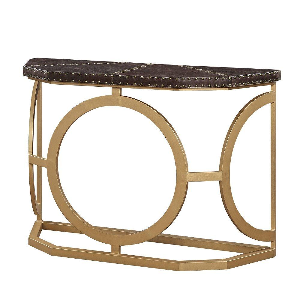 

    
Modern Brown/Gold Wood Console Table Acme Solara AC01994-CT
