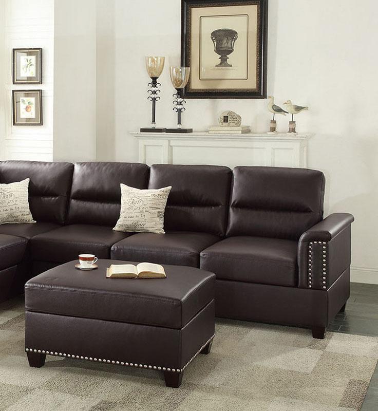 

    
Poundex Furniture F7609 Sectional Sofa Set Brown F7609

