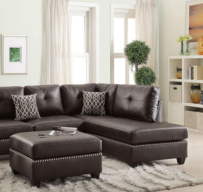 

    
Poundex Furniture F6973 3-Pcs Sectional Sofa Brown F6973
