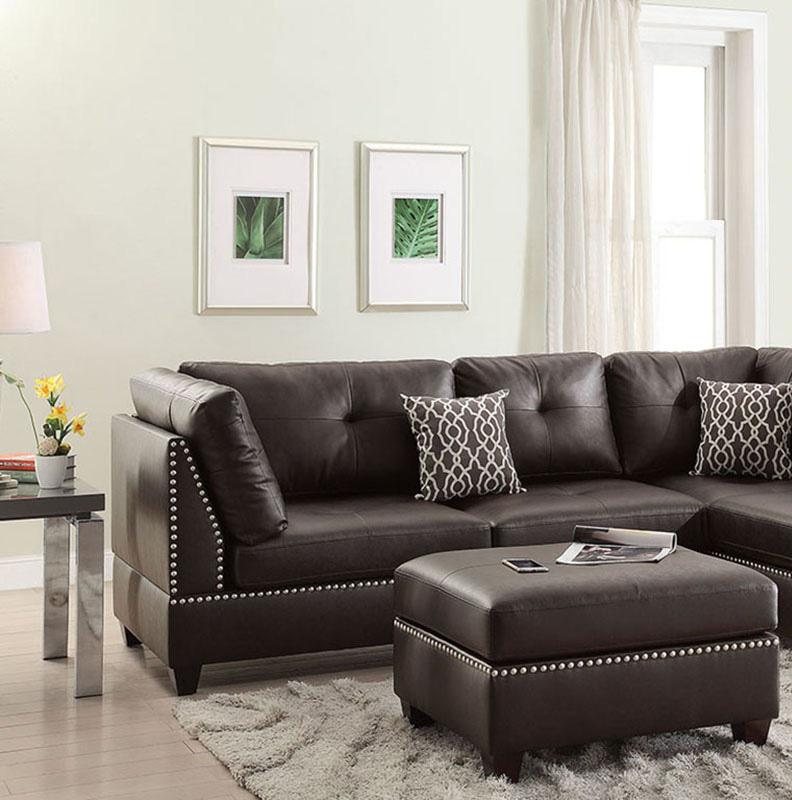 

    
Brown Bonded Leather Sectional Sofa Set F6973 Poundex Contemporary Modern
