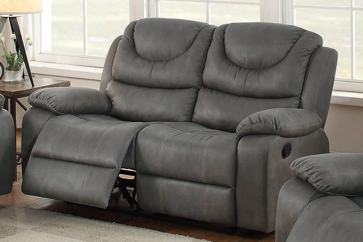 

    
Grey Breathable Leatherette Motion Loveseat F6765 Poundex Modern
