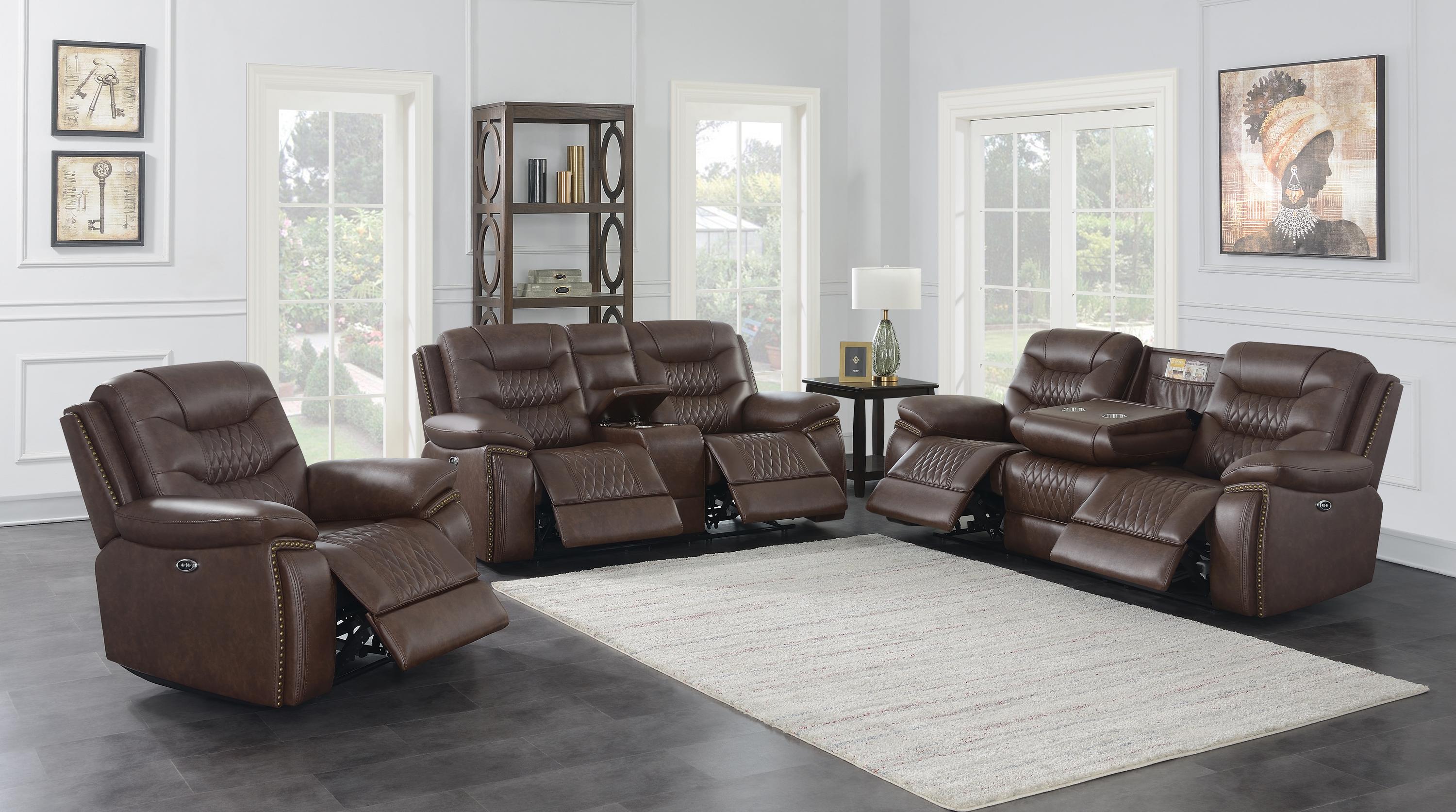 

                    
Coaster 610202P Flamenco Power loveseat Brown Leatherette Purchase 
