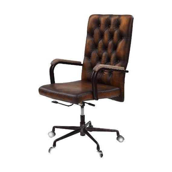 Modern Office Chair Noknas 93175 in Brown Top grain leather