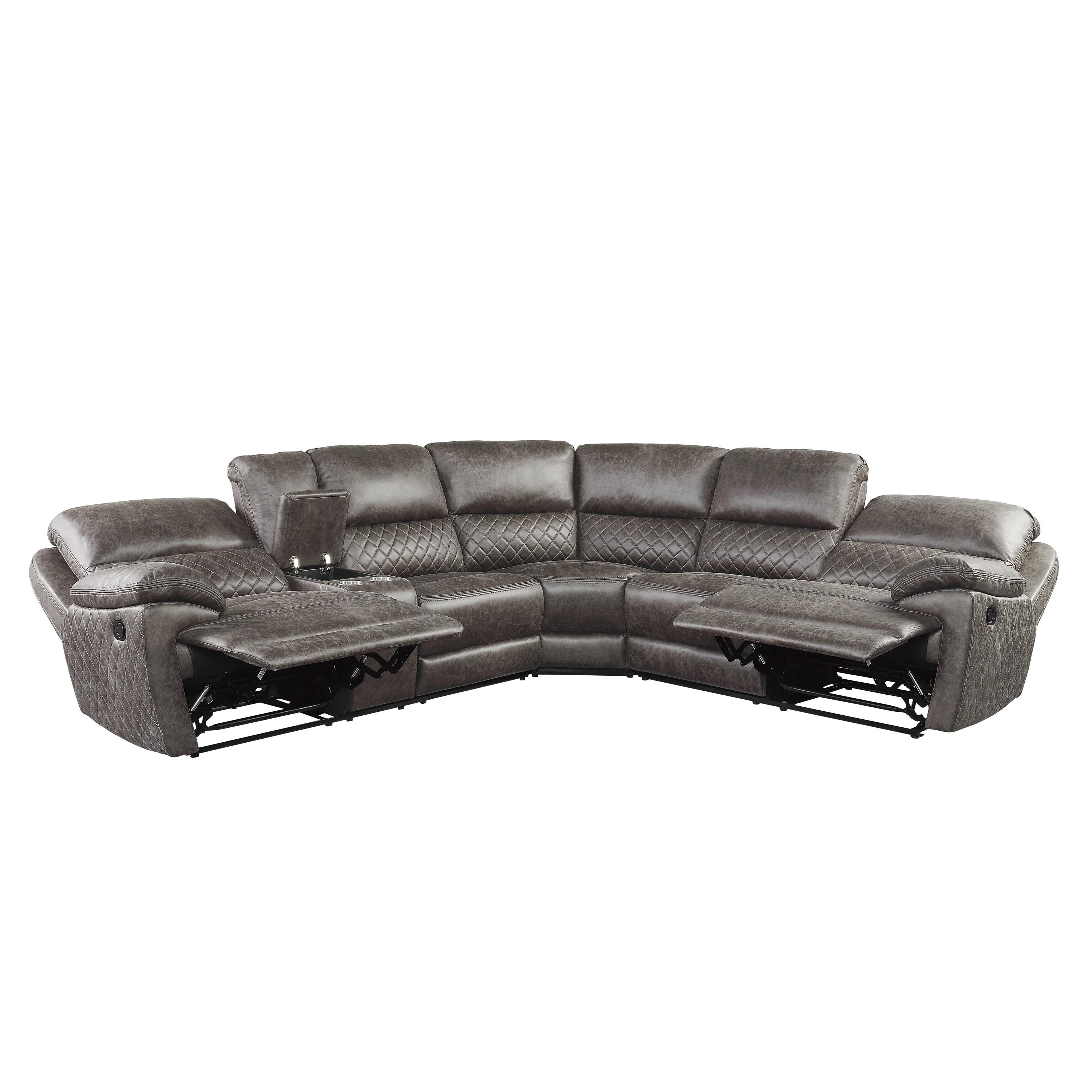 

    
Modern Brown Microfiber 3-Piece Reclining Sectional Homelegance 9510*SC Knoxville
