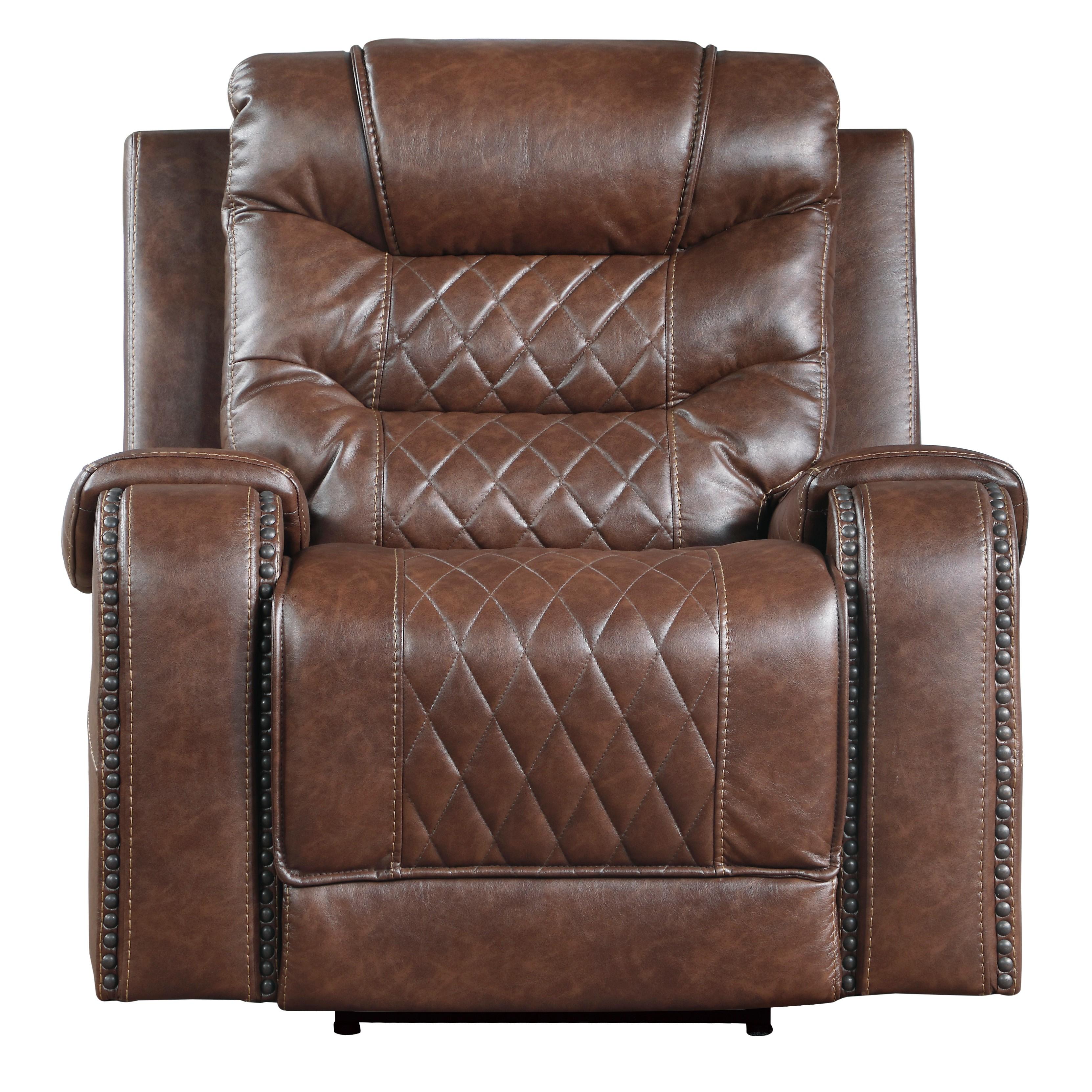 Modern Power Reclining Chair 9405BR-1PW Putnam 9405BR-1PW in Brown Microfiber