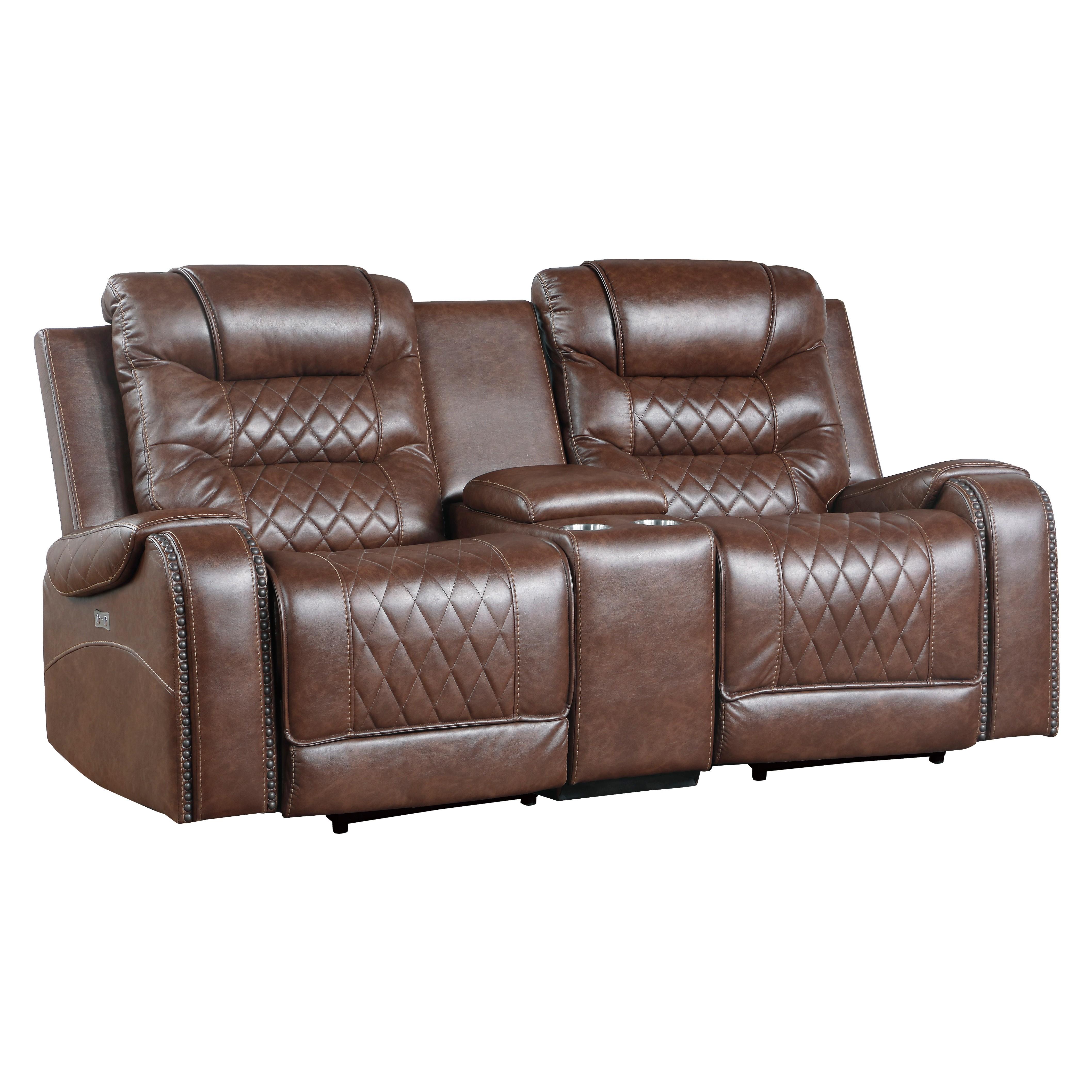 

                    
Buy Modern Brown Microfiber Power Reclining Sofa Set 2pcs Homelegance 9405BR-PW Putnam
