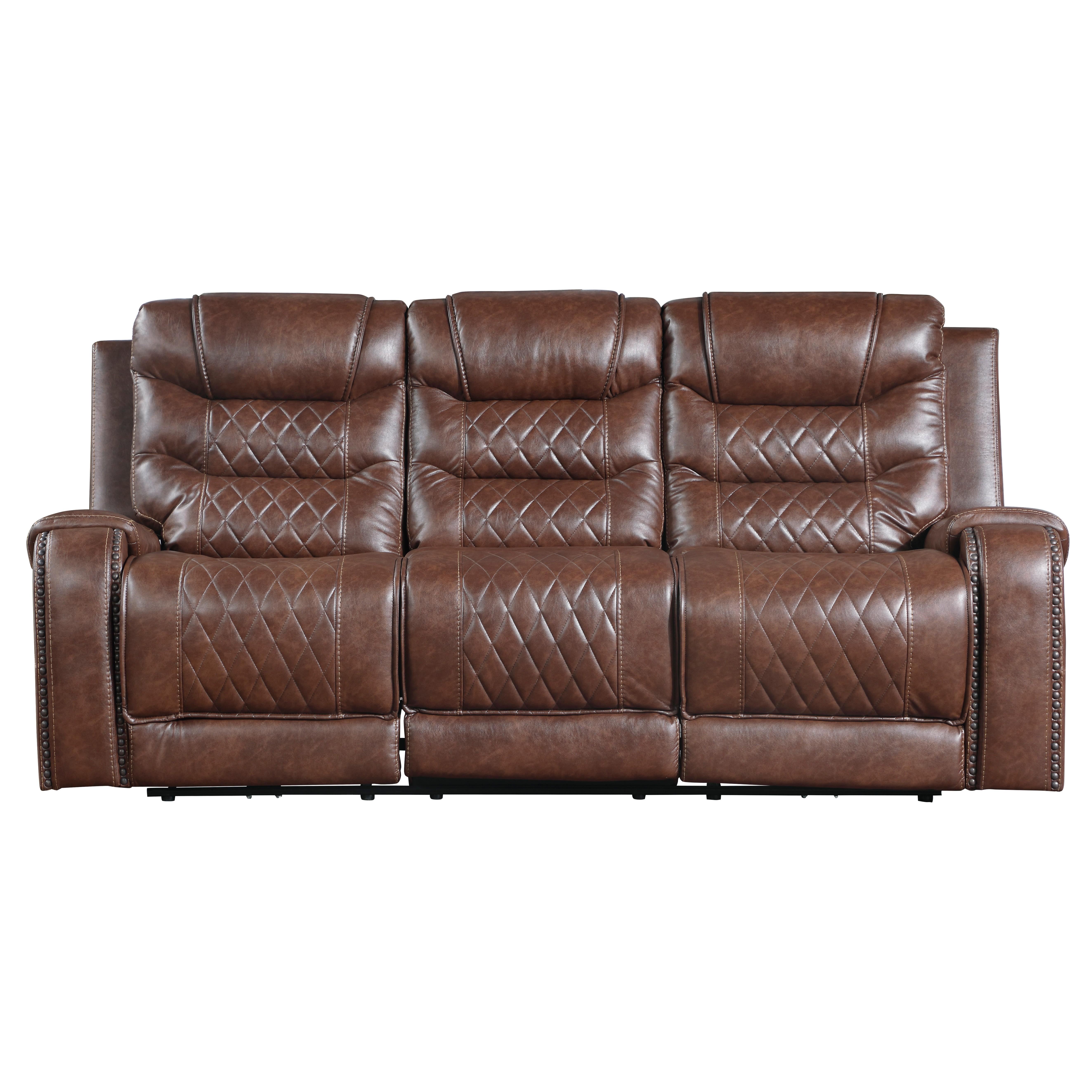 

    
Modern Brown Microfiber Reclining Sofa Homelegance 9405BR-3 Putnam
