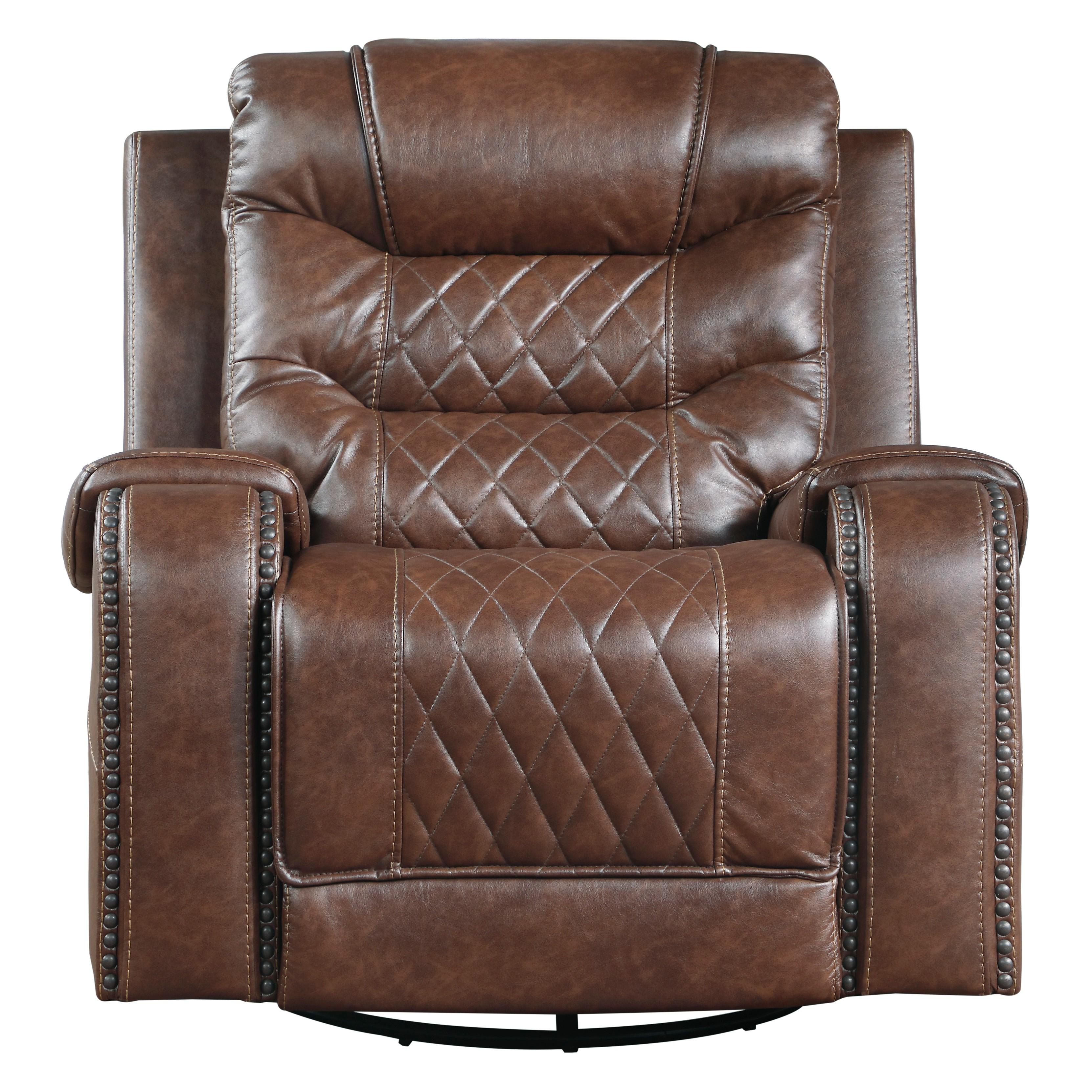 Modern Swivel Reclining Chair 9405BR-1 Putnam 9405BR-1 in Brown Microfiber