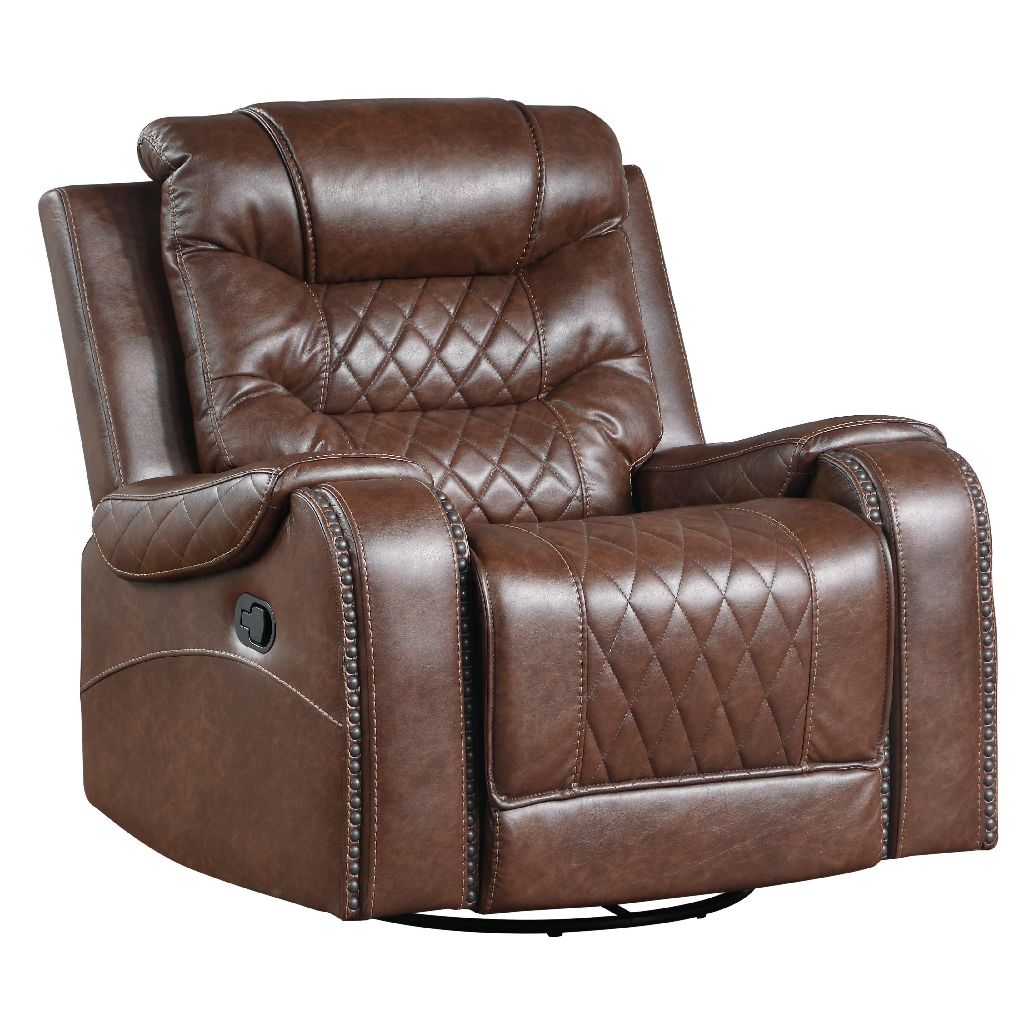 

    
Modern Brown Microfiber Swivel Reclining Chair Homelegance 9405BR-1 Putnam
