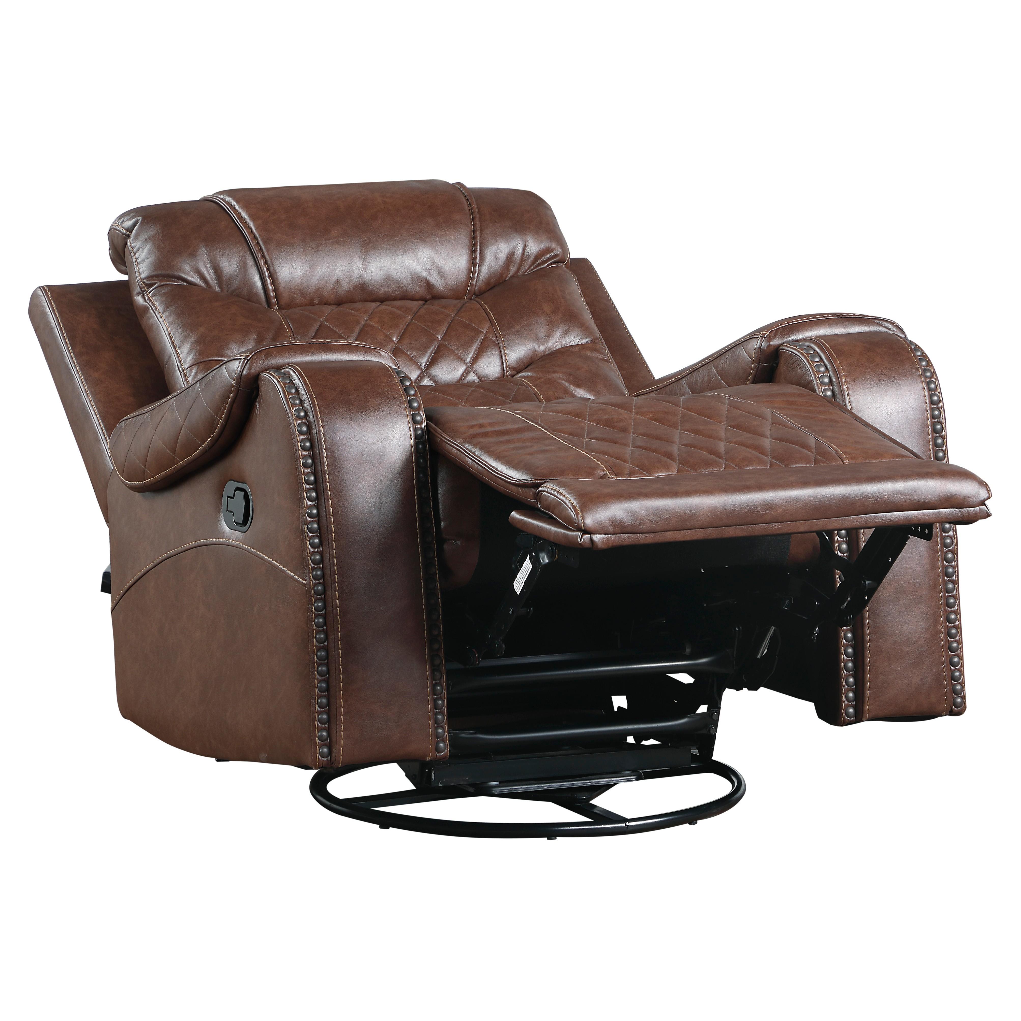 

    
Homelegance 9405BR-1 Putnam Swivel Reclining Chair Brown 9405BR-1
