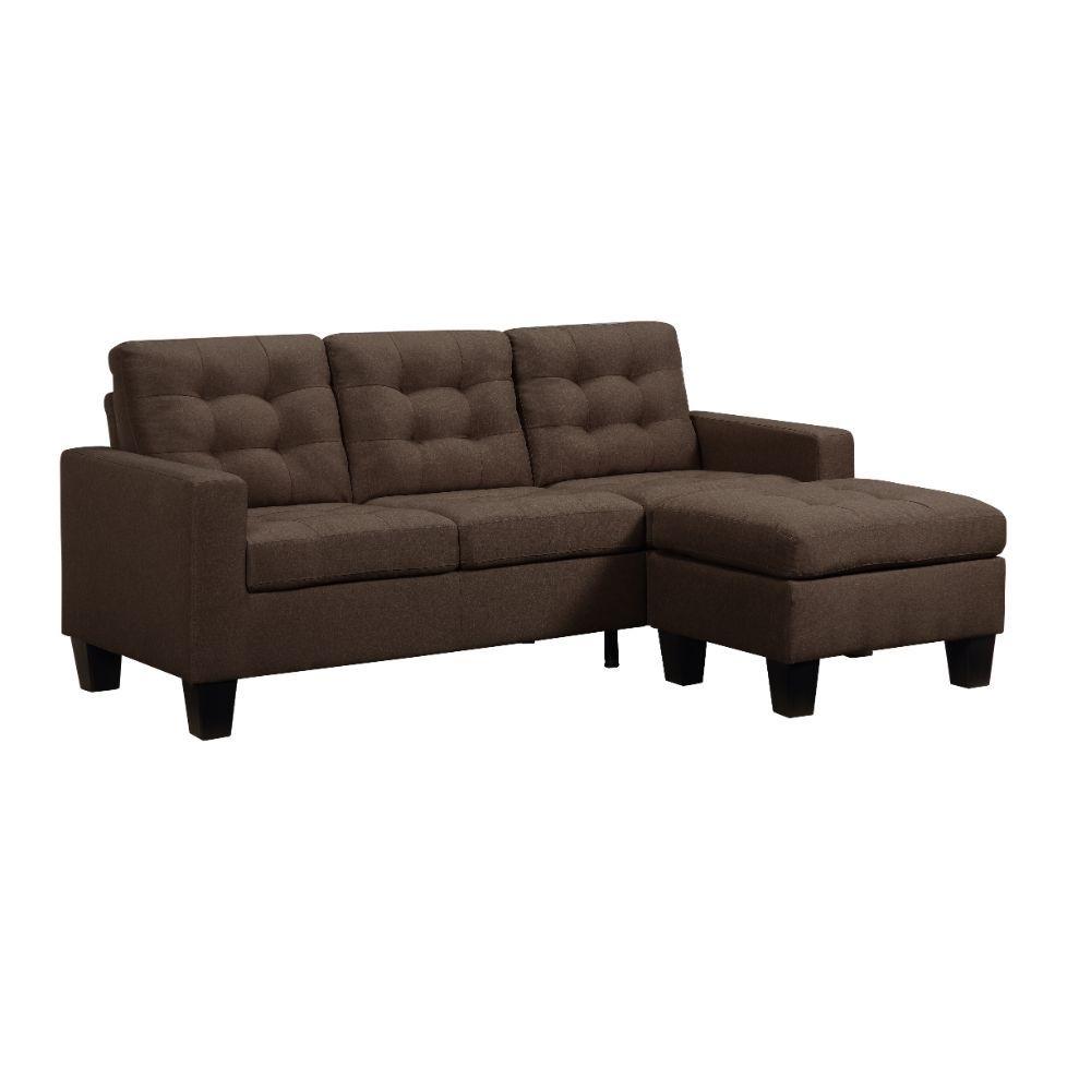 Modern Sectional Sofa Earsom 56655 in Brown 