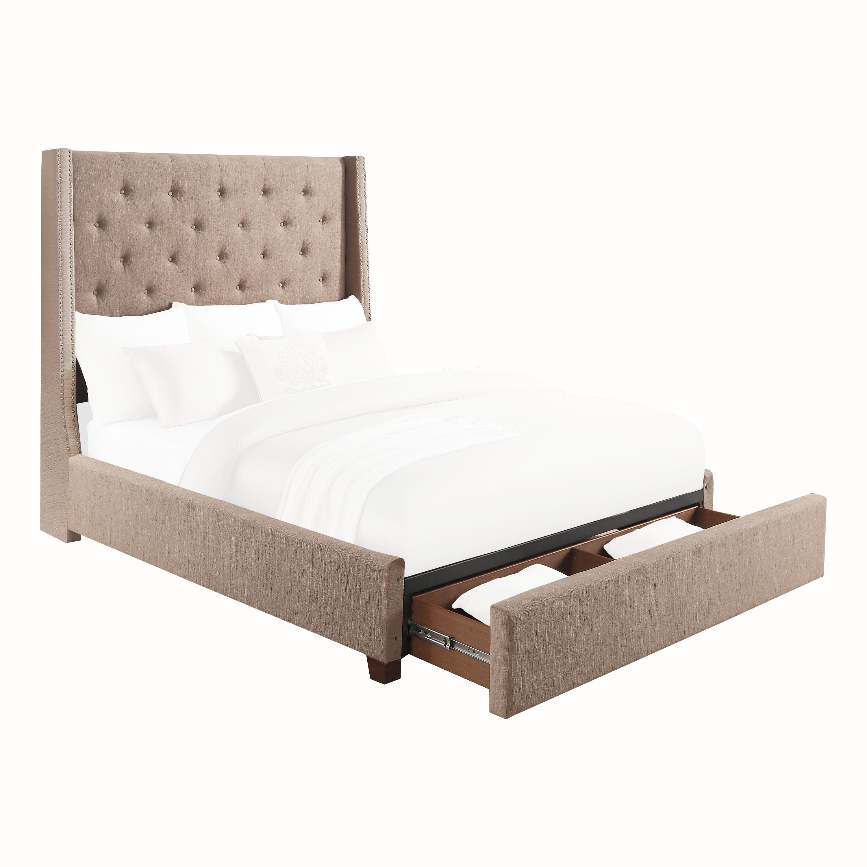

    
Modern Brown Solid Wood Queen Bed w/Storage Drawer Homelegance 5877BR-1DW* Fairborn
