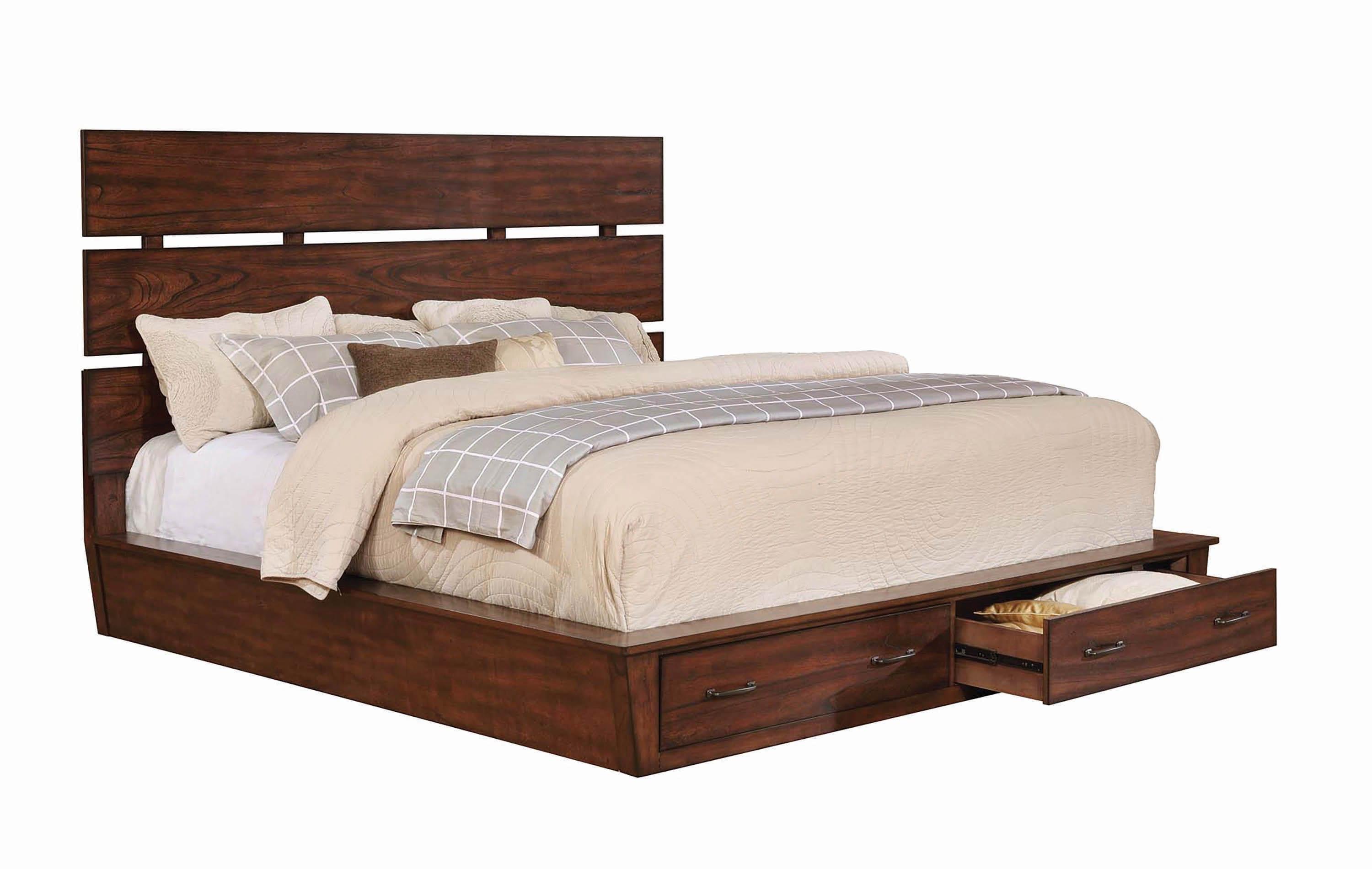 

    
Modern Brown Wood C king bed Artesia by Coaster

