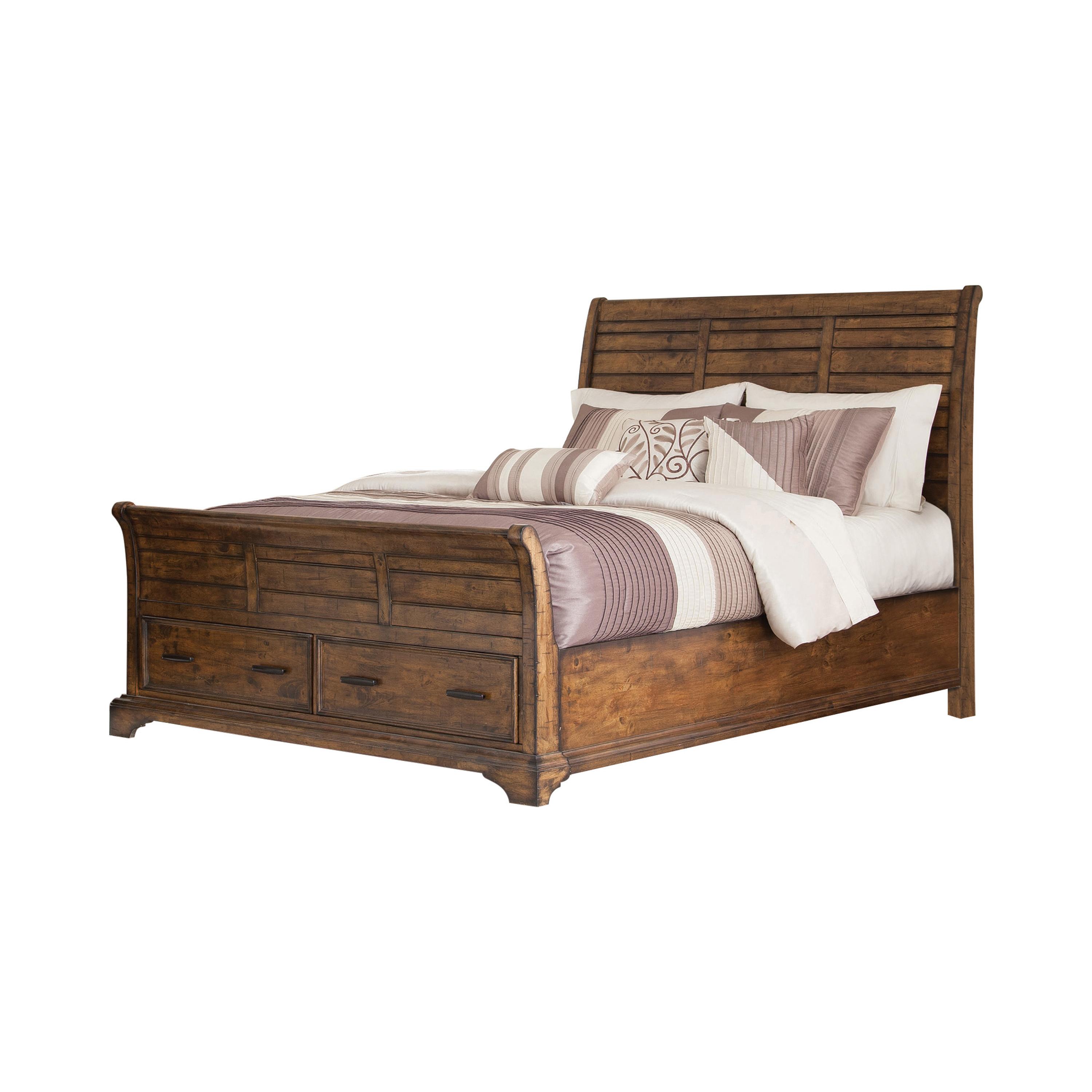 

    
Rustic Vintage Bourbon Solid Wood CAL Storage Bed Coaster 203891KW Elk Grove
