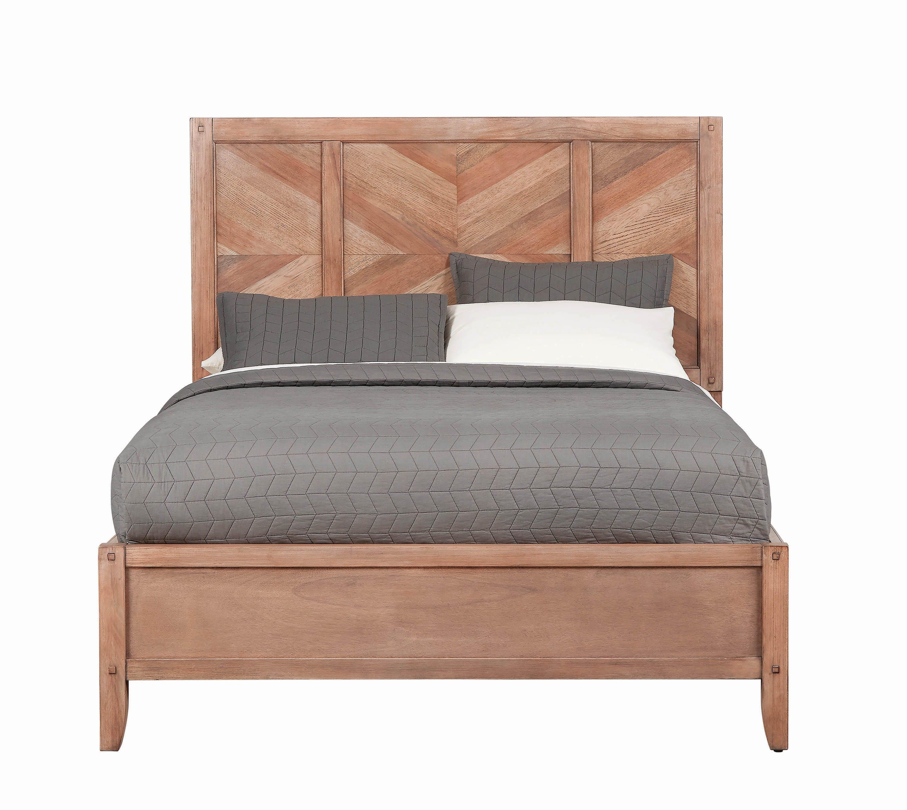 

    
Modern Brown Wood Cal king bed Auburn by Coaster
