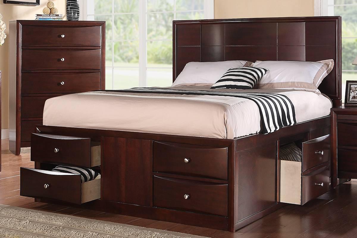 

    
Brown Wood Cal. King Storage Bed F9233 Poundex Modern
