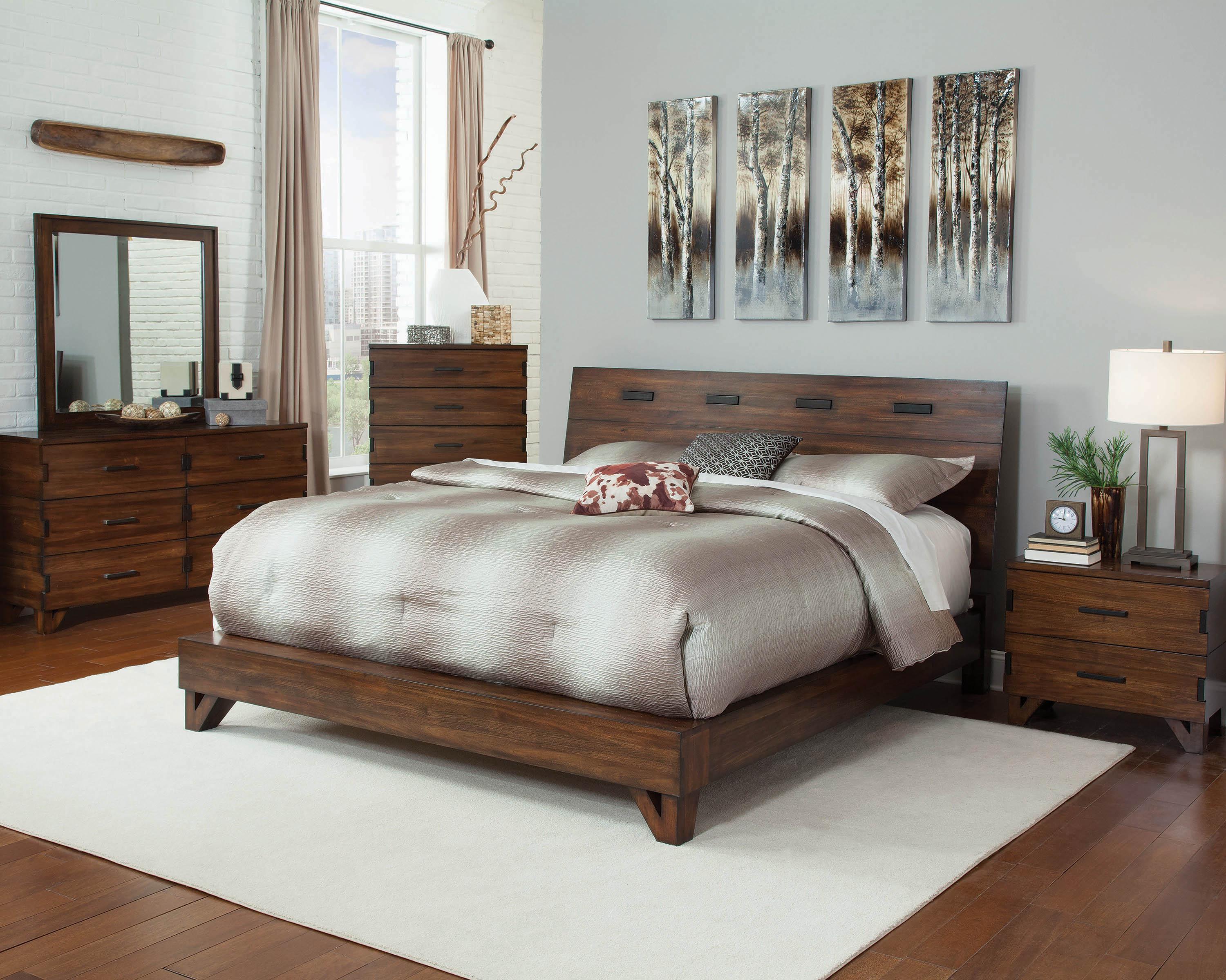 

    
Modern Brown Wood Cal.king bed Yorkshire by Coaster
