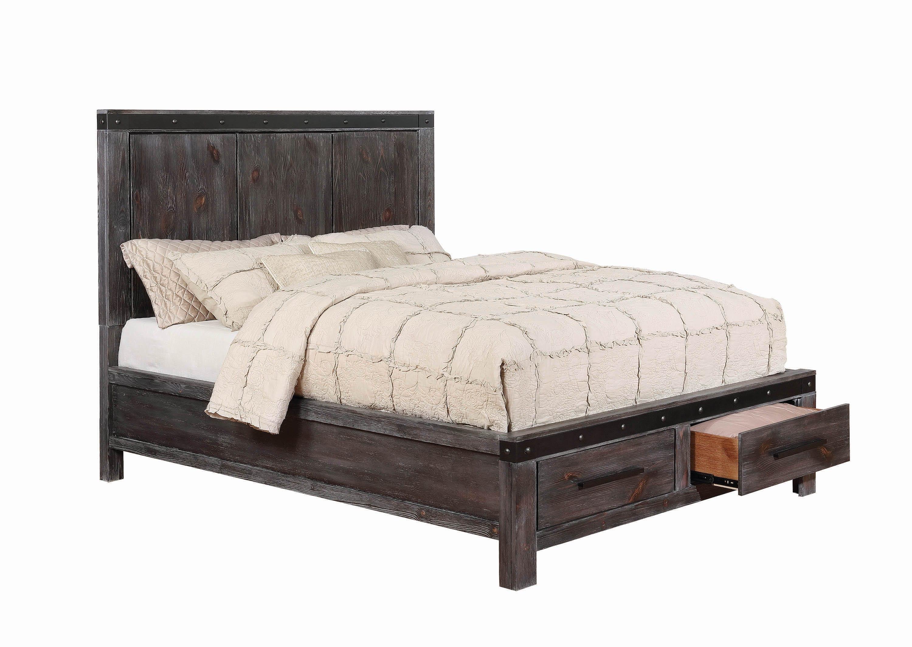 

    
Modern Brown Wood E king bed Barkley by Coaster
