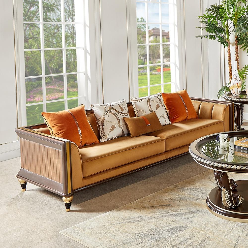 

    
Modern Golden Brown Velvet Living Room Set 2Pcs Homey Design HD-23935
