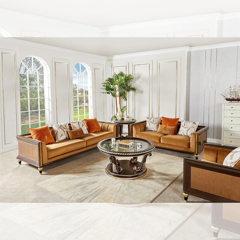 

    
Modern Golden Brown Velvet Living Room Set 3Pcs Homey Design HD-23935
