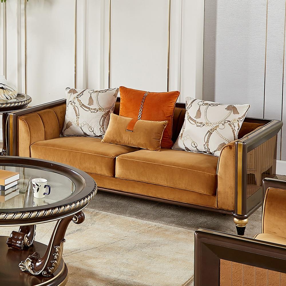 

    
Modern Golden Brown Velvet Living Room Loveseat Homey Design HD-23935
