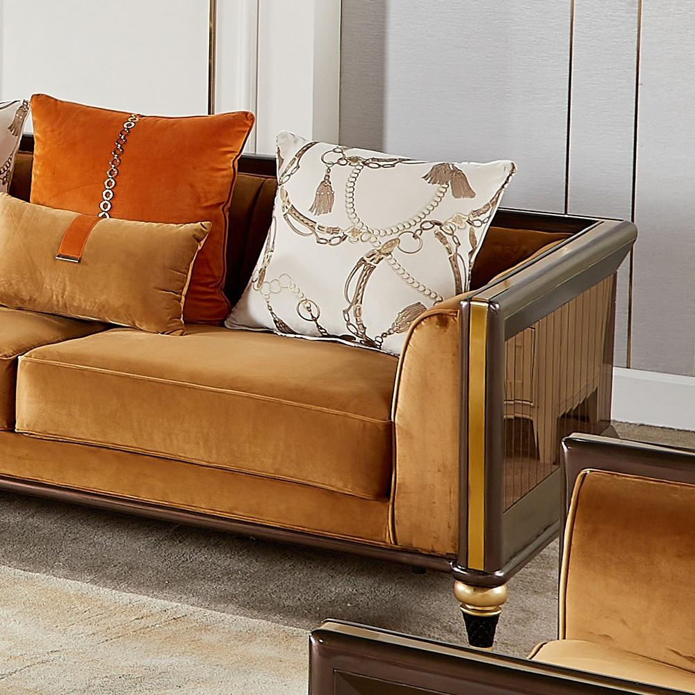 

    
Modern Golden Brown Velvet Living Room Loveseat Homey Design HD-23935
