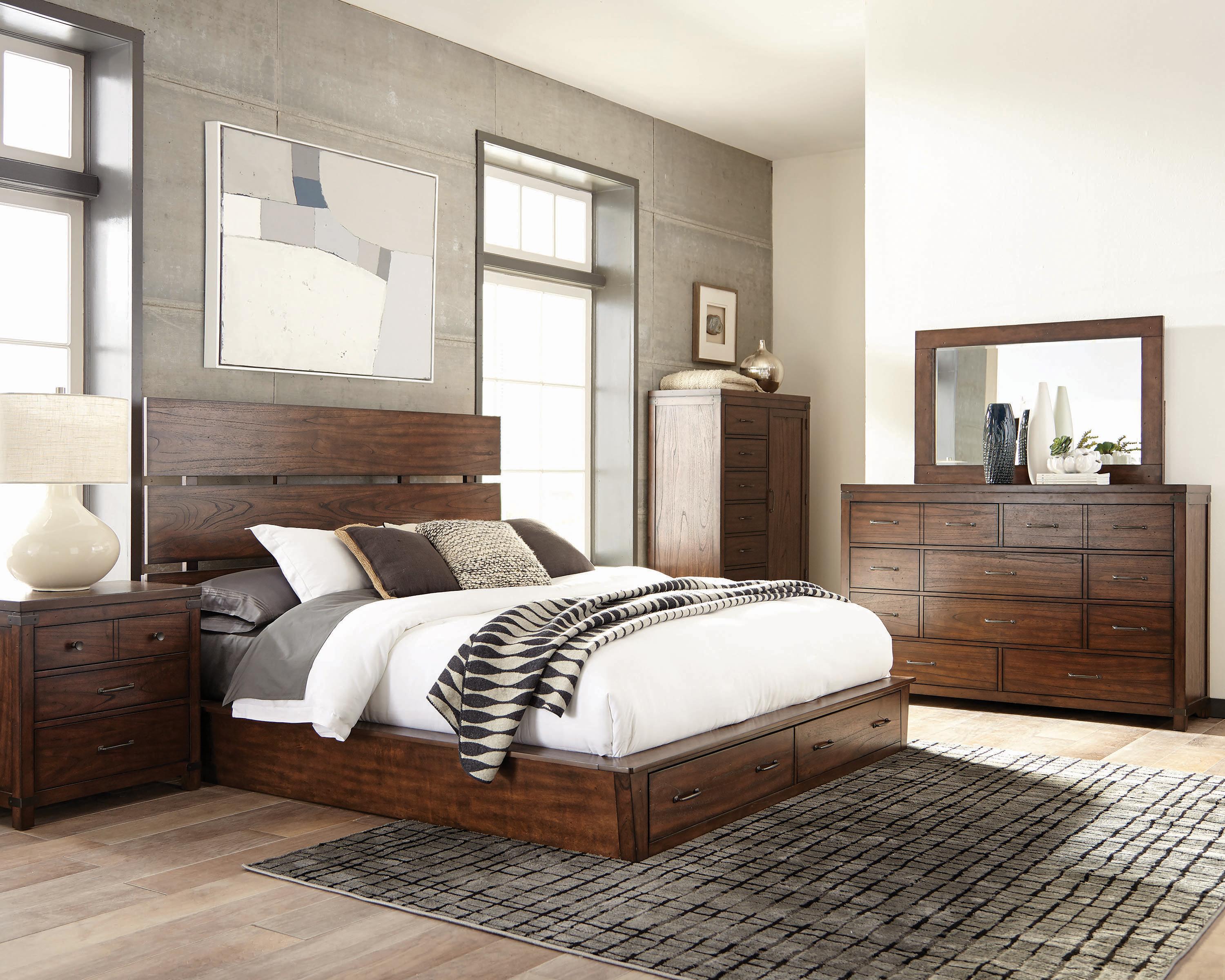 

    
Modern Brown Wood Queen bed Artesia by Coaster
