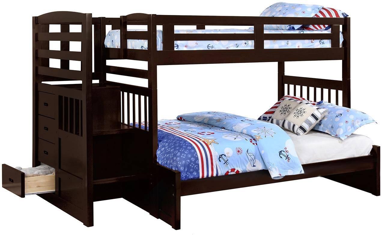 

    
Transitional Cappuccino Solid Pine Twin/Full Bunk Bed Coaster 460366 Dublin
