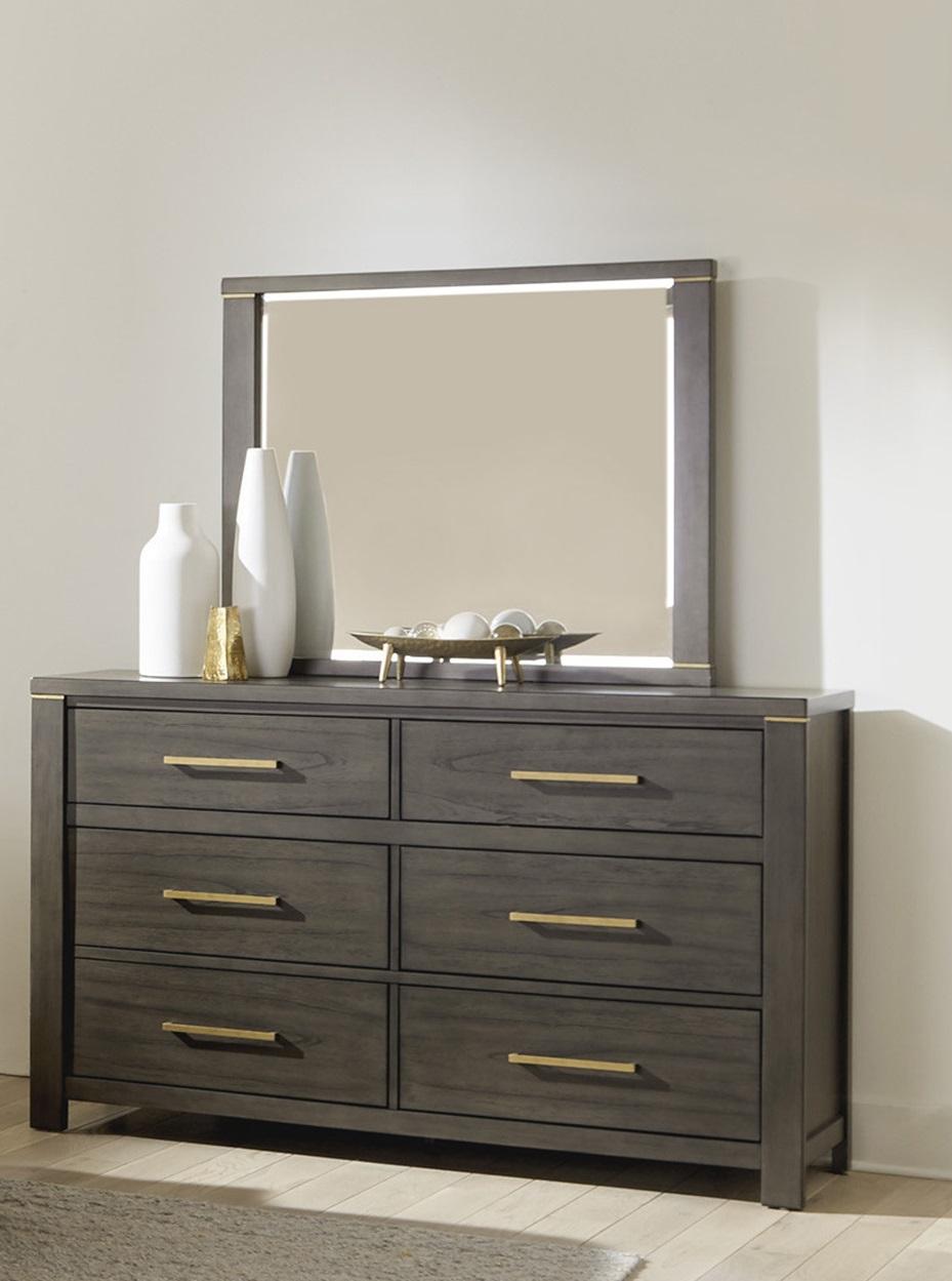 

    
Modern Brownish Gray Wood Dresser w/Mirror Homelegance 1555-5*6 Scarlett
