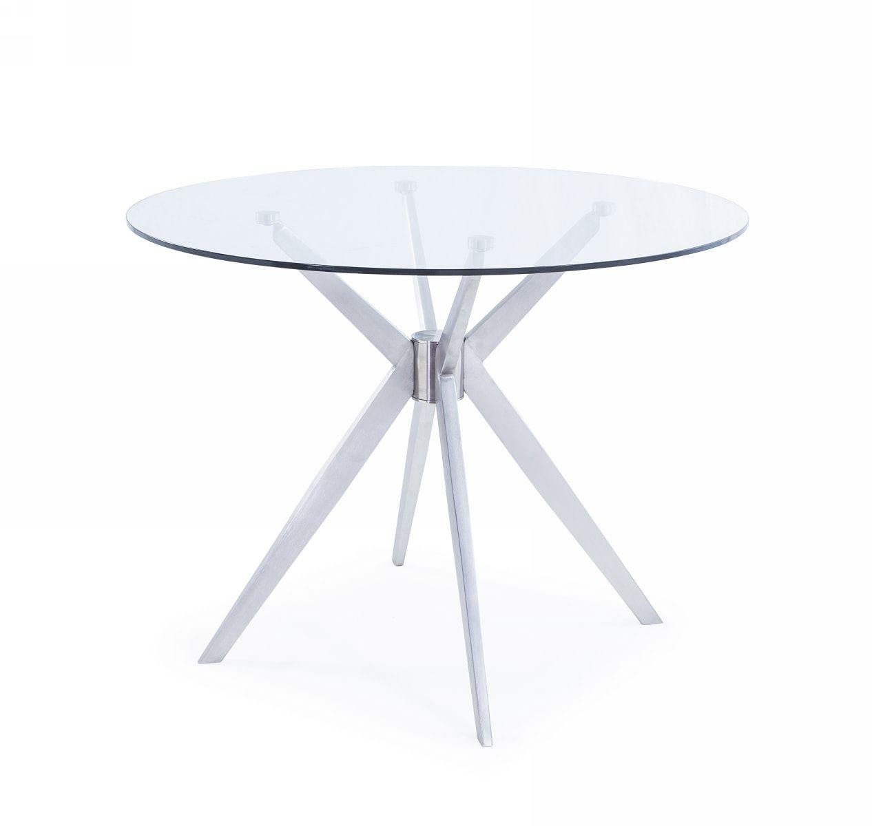 

    
Modern Brushed Stainless Steel Dining Table + 4 Chairs by VIG Modrest Dallas
