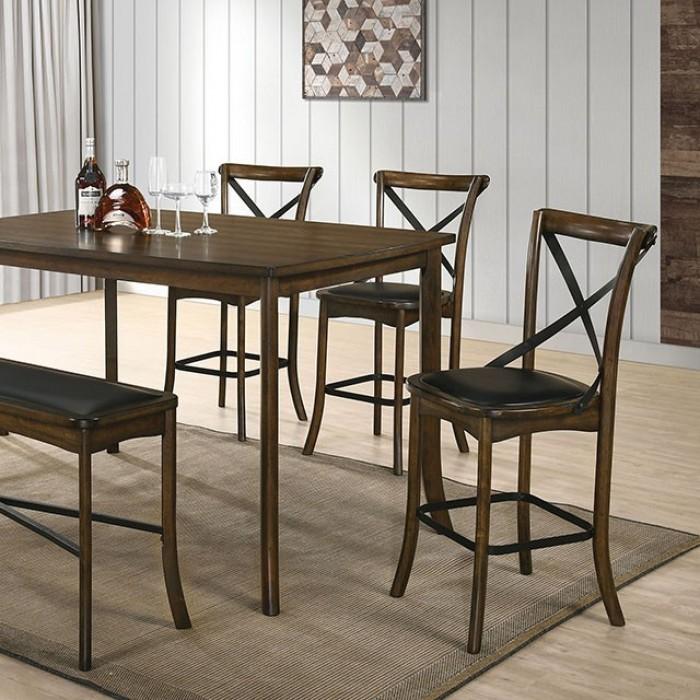 

    
Modern Burnished Oak & Espresso Solid Wood Counter Table Set 5pcs Furniture of America Buhl
