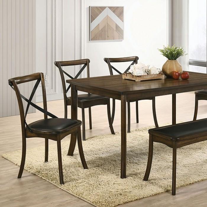 

    
Modern Burnished Oak & Espresso Solid Wood Dining Room Set 5pcs Furniture of America Buhl
