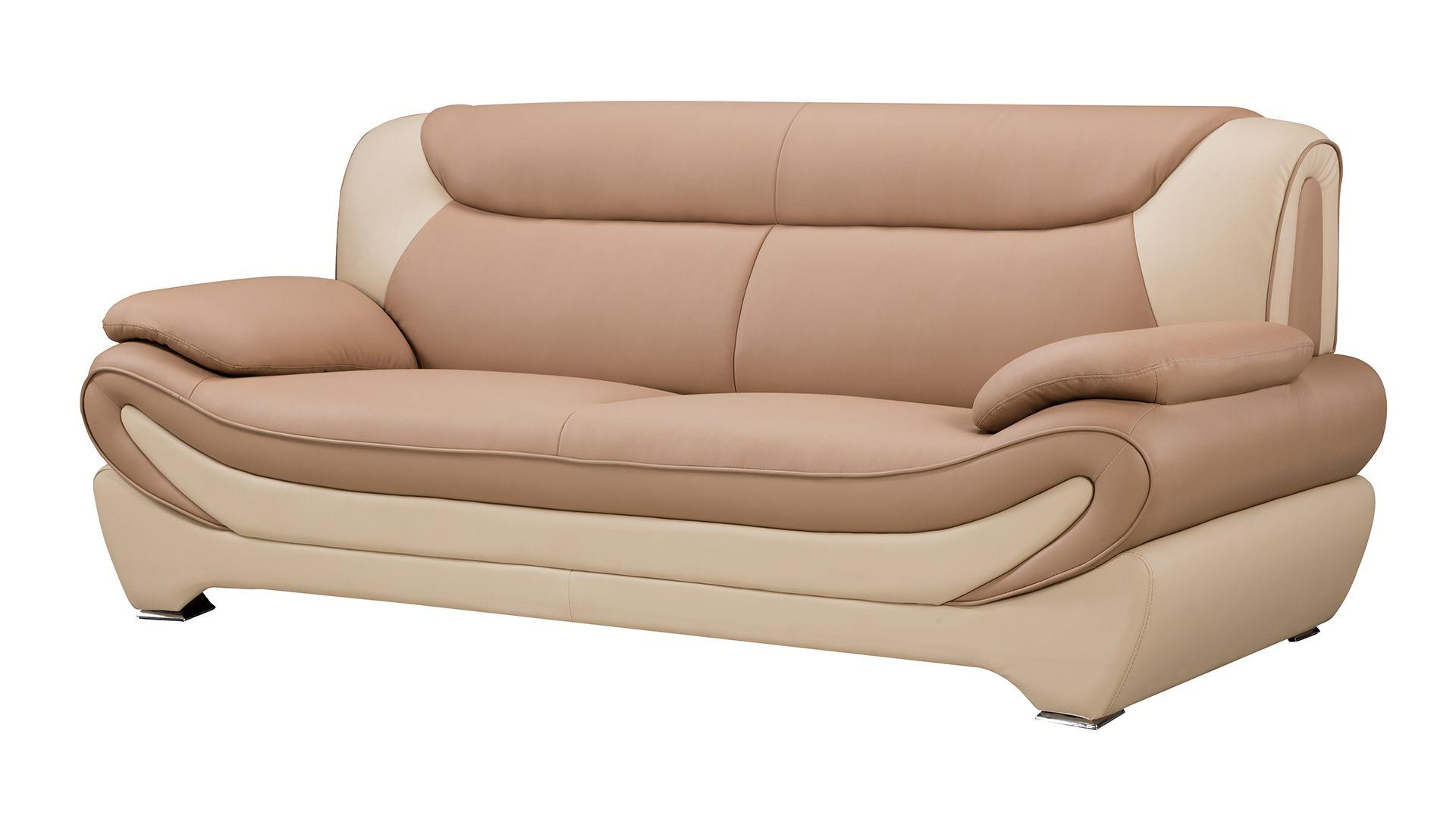 

    
Camel & Ivory Faux Leather Sofa Set 3Pcs AE209-CA.IV American Eagle Modern
