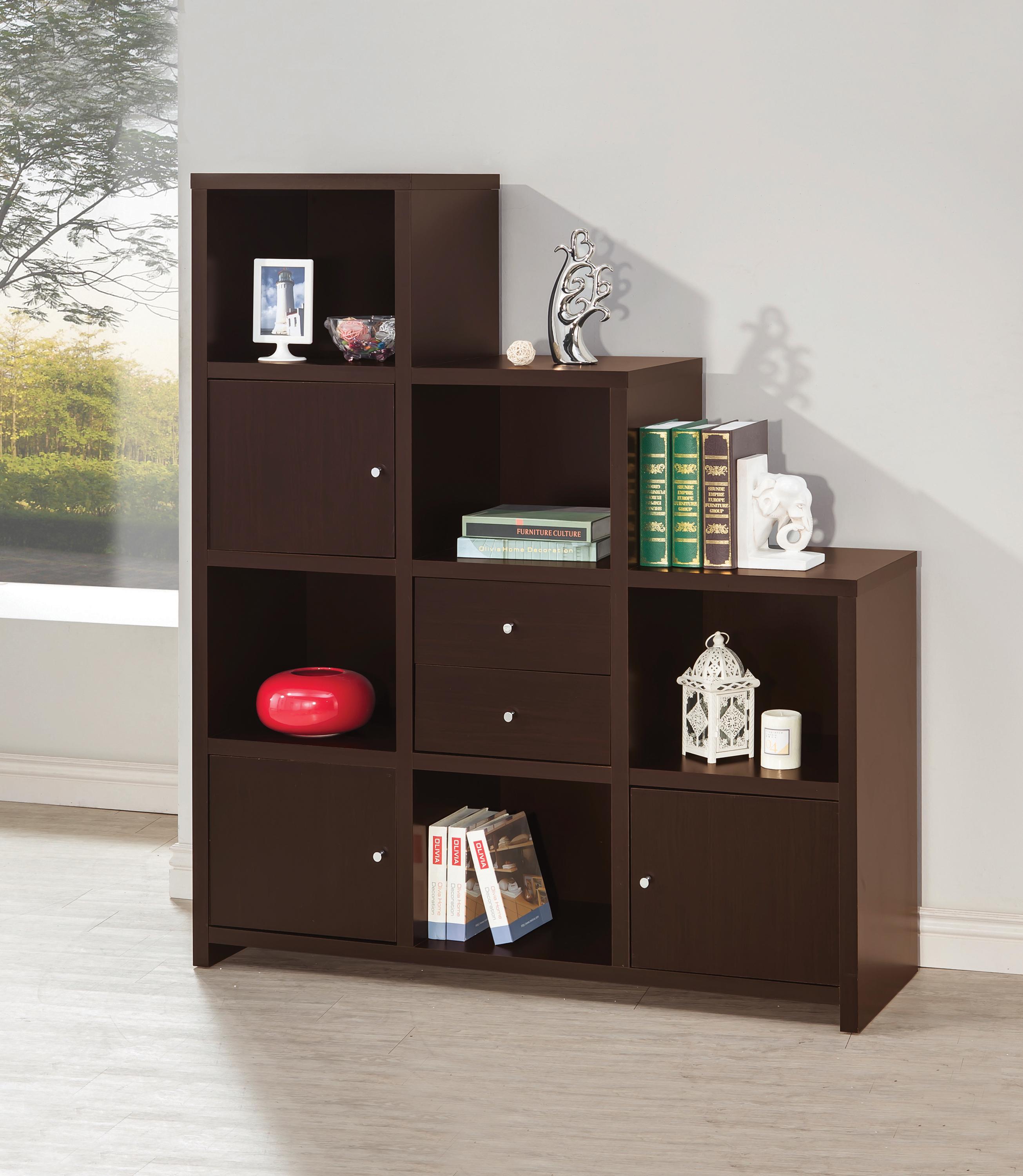 

    
Modern Cappuccino Wood Bookcase Coaster 801170 Spencer
