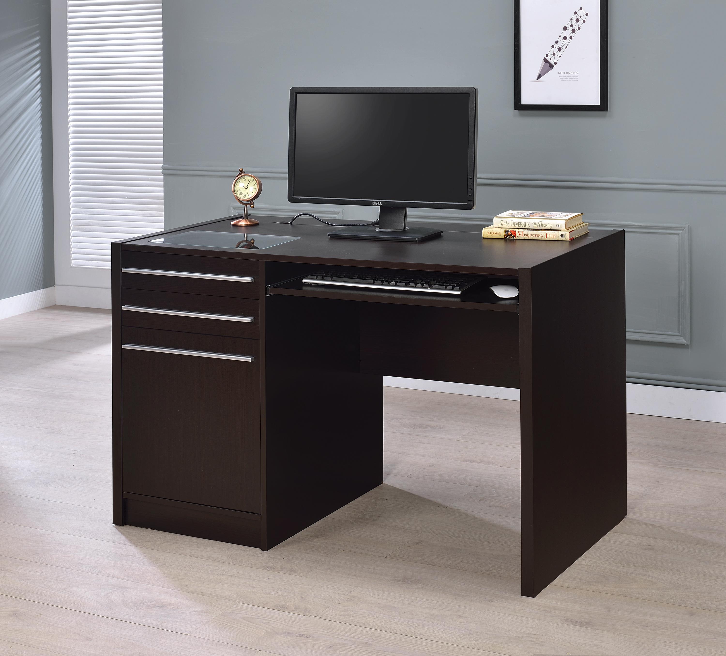 

    
 Shop  Modern Cappuccino Wood Connect-it Office Desk Coaster 800702 Halston
