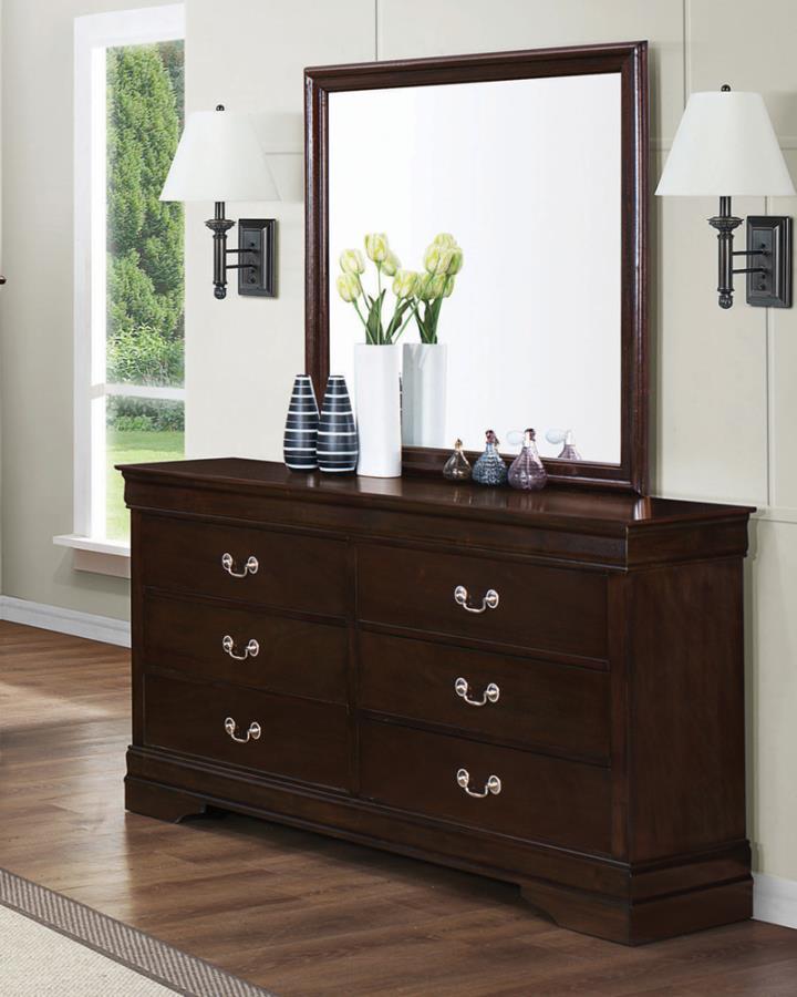 Traditional Dresser w/Mirror 202413-2PC Louis Philippe 202413-2PC in Cappuccino 