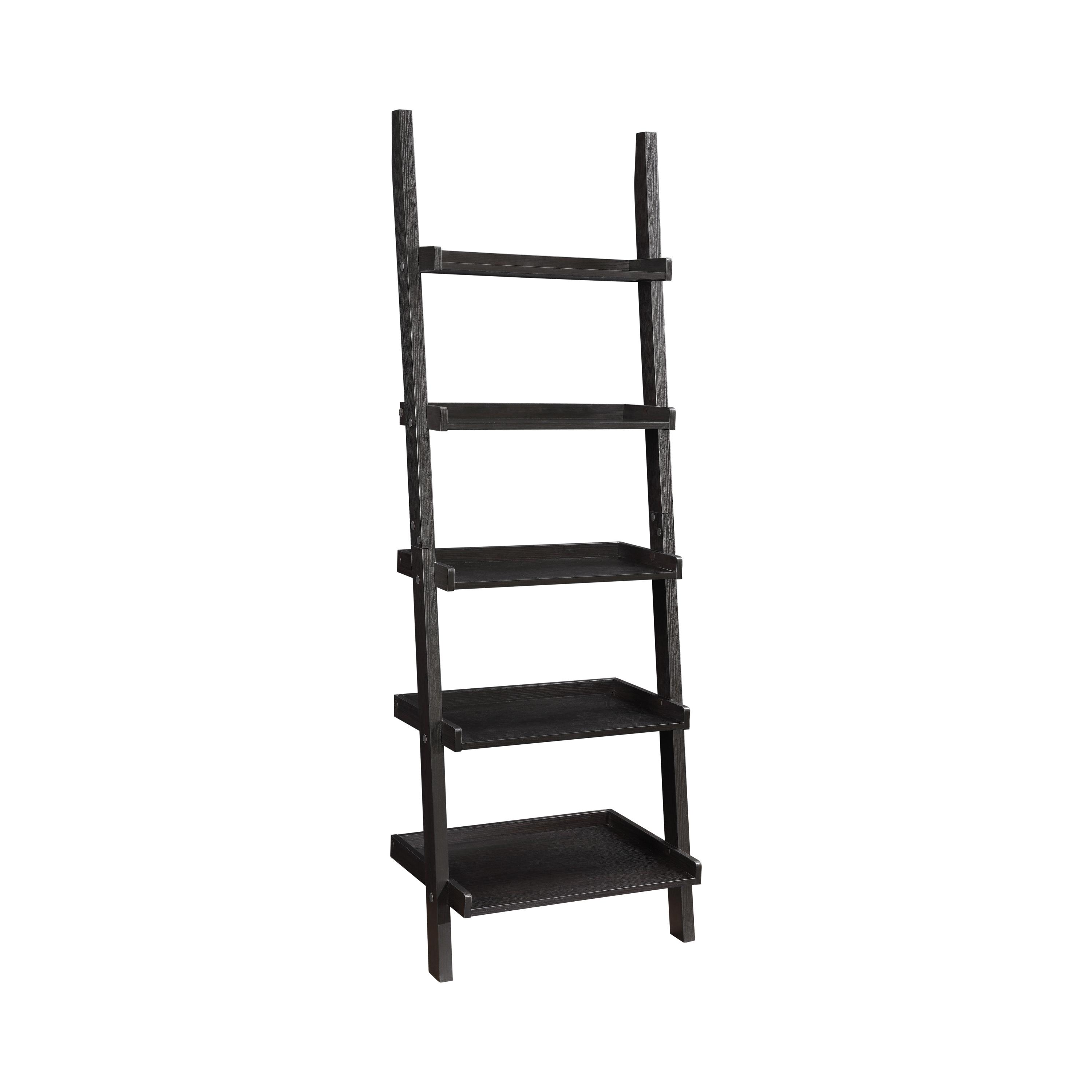

    
Modern Cappuccino Wood Ladder Bookcase Coaster 800338 Bower
