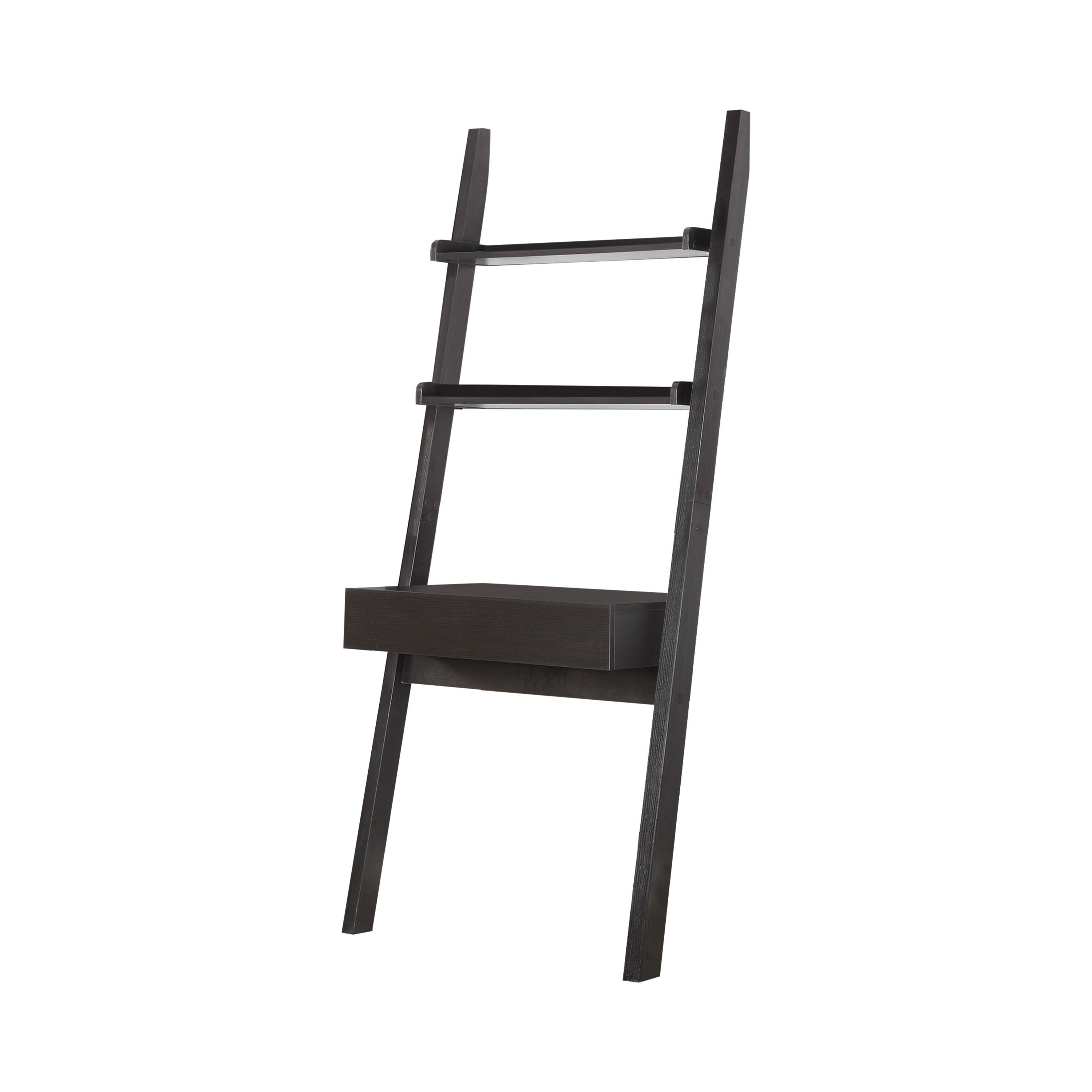 

    
Modern Cappuccino Wood Ladder Desk Set 3pcs Coaster 801373-S3 Colella
