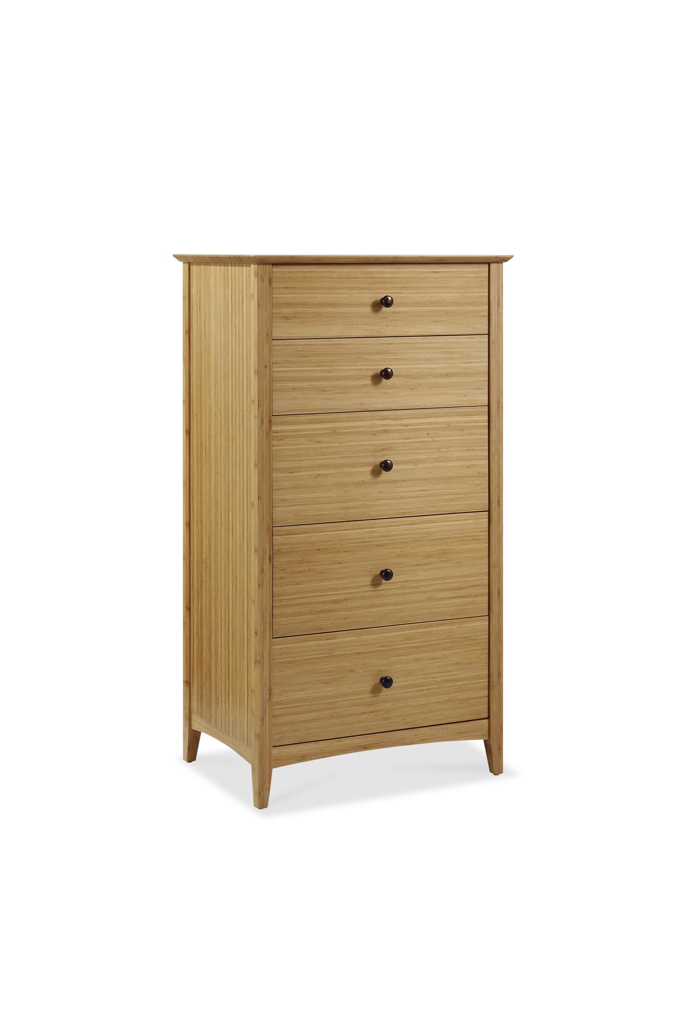 

    
Caramelized Bamboo 5 Drawer Chest Modern Willow by Greenington
