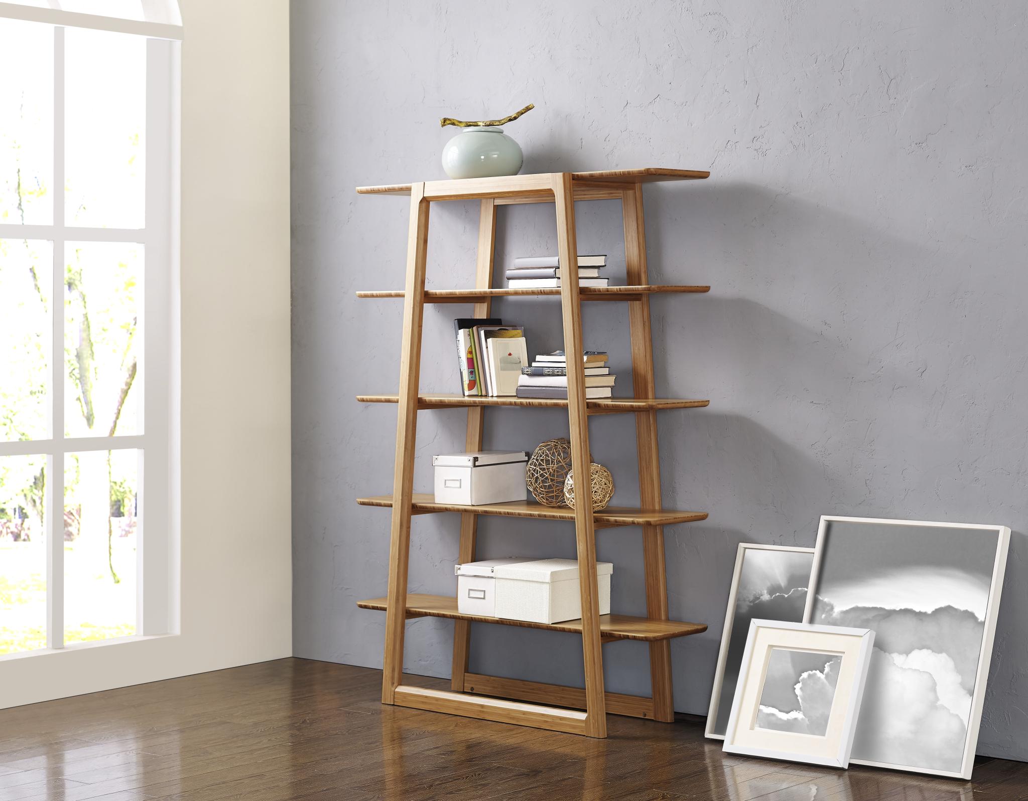 Contemporary, Modern Bookshelf Currant G0048CA in Caramelized, Brown 