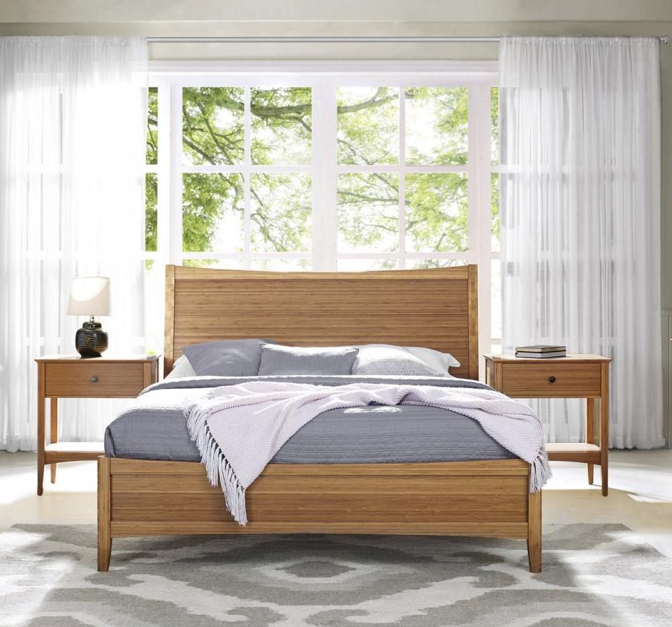 Modern Platform Bedroom Set Willow ECO02CA-Set-3 in Caramelized, Brown Lacquer