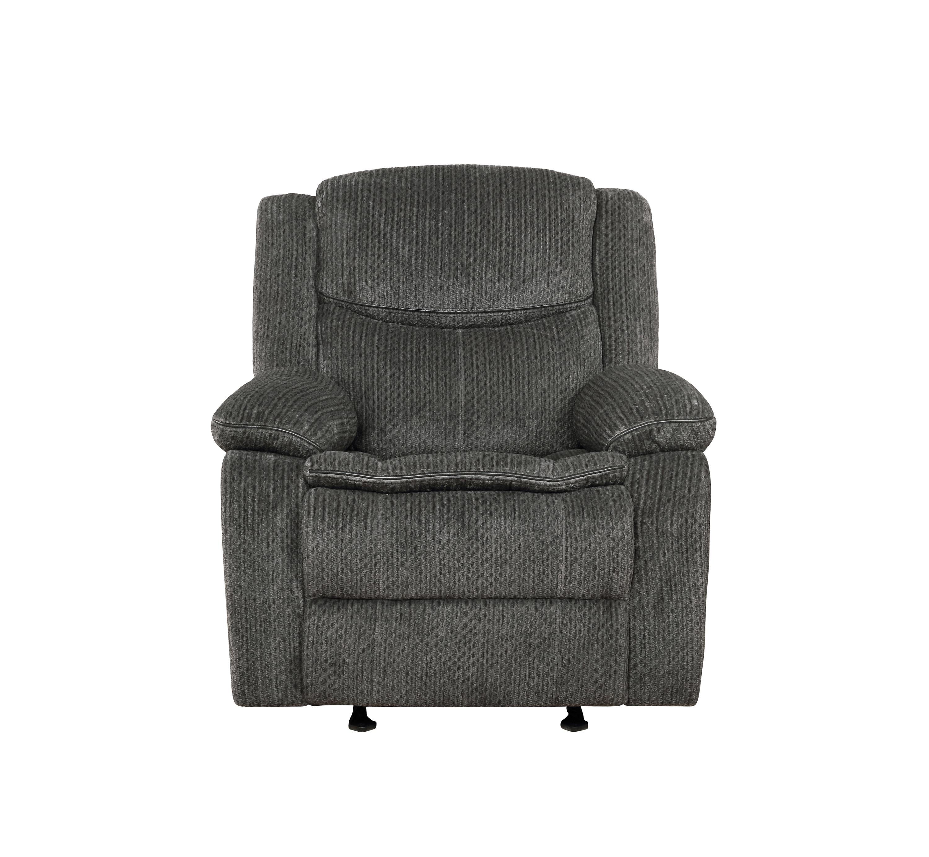 Modern Motion Glider Recliner 610256 Jennings 610256 in Charcoal Chenille
