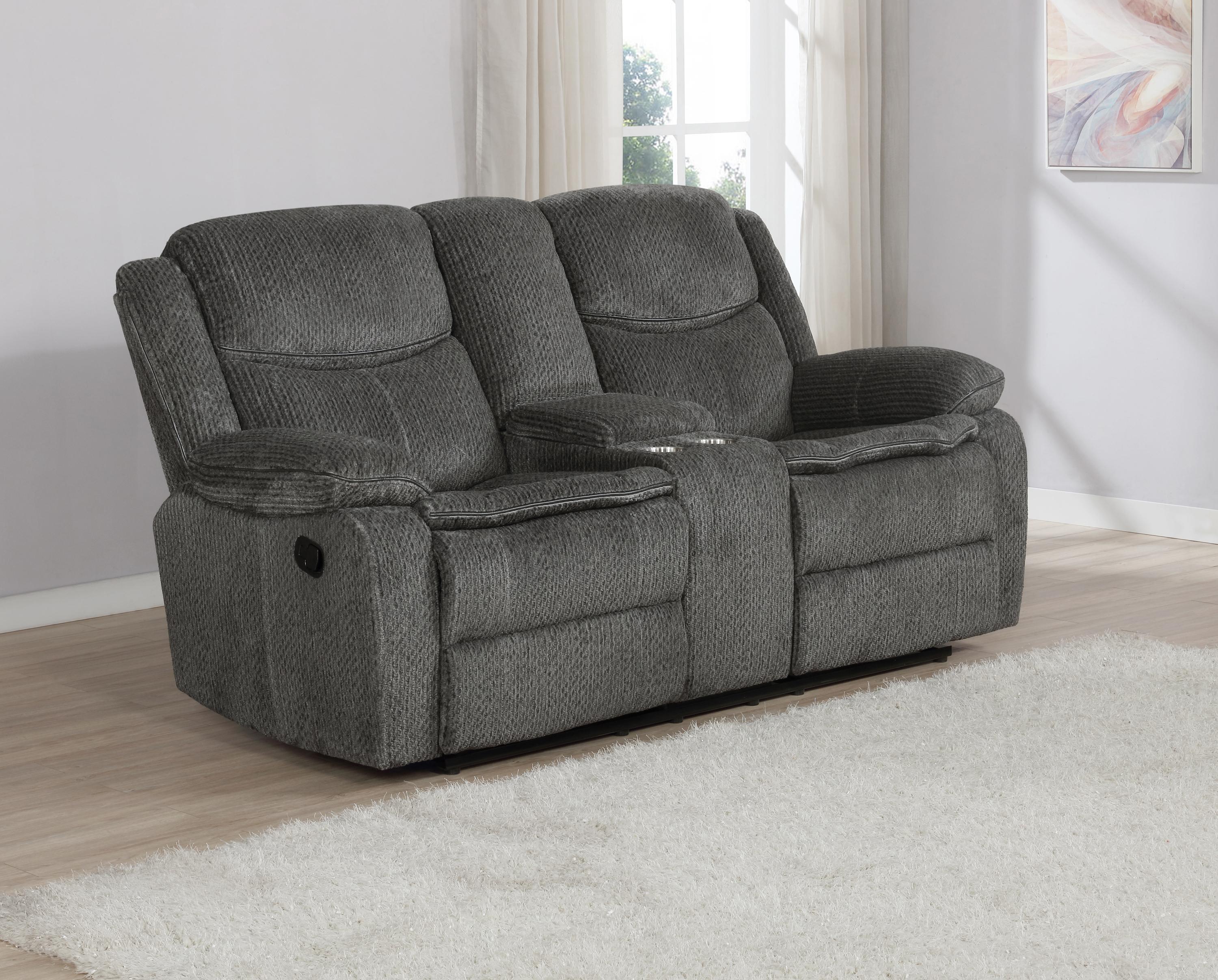 

                    
Buy Modern Charcoal Chenille Motion Sofa Set 2pcs Coaster 610254-S2 Jennings
