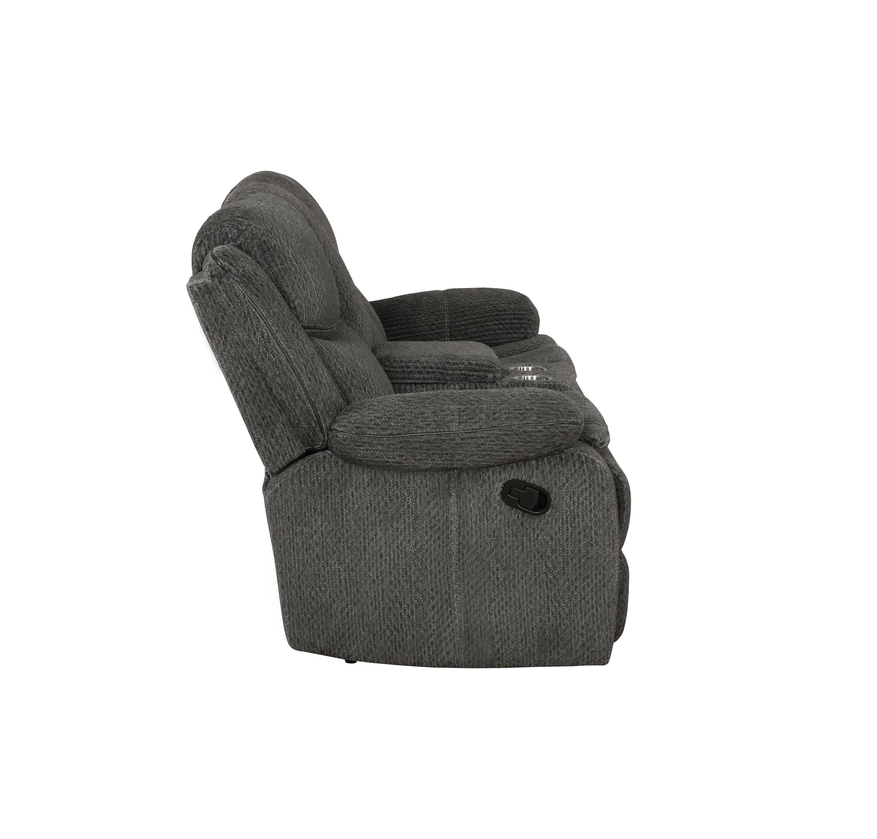 

    
Modern Charcoal Chenille Motion Sofa Set 3pcs Coaster 610254-S3 Jennings

