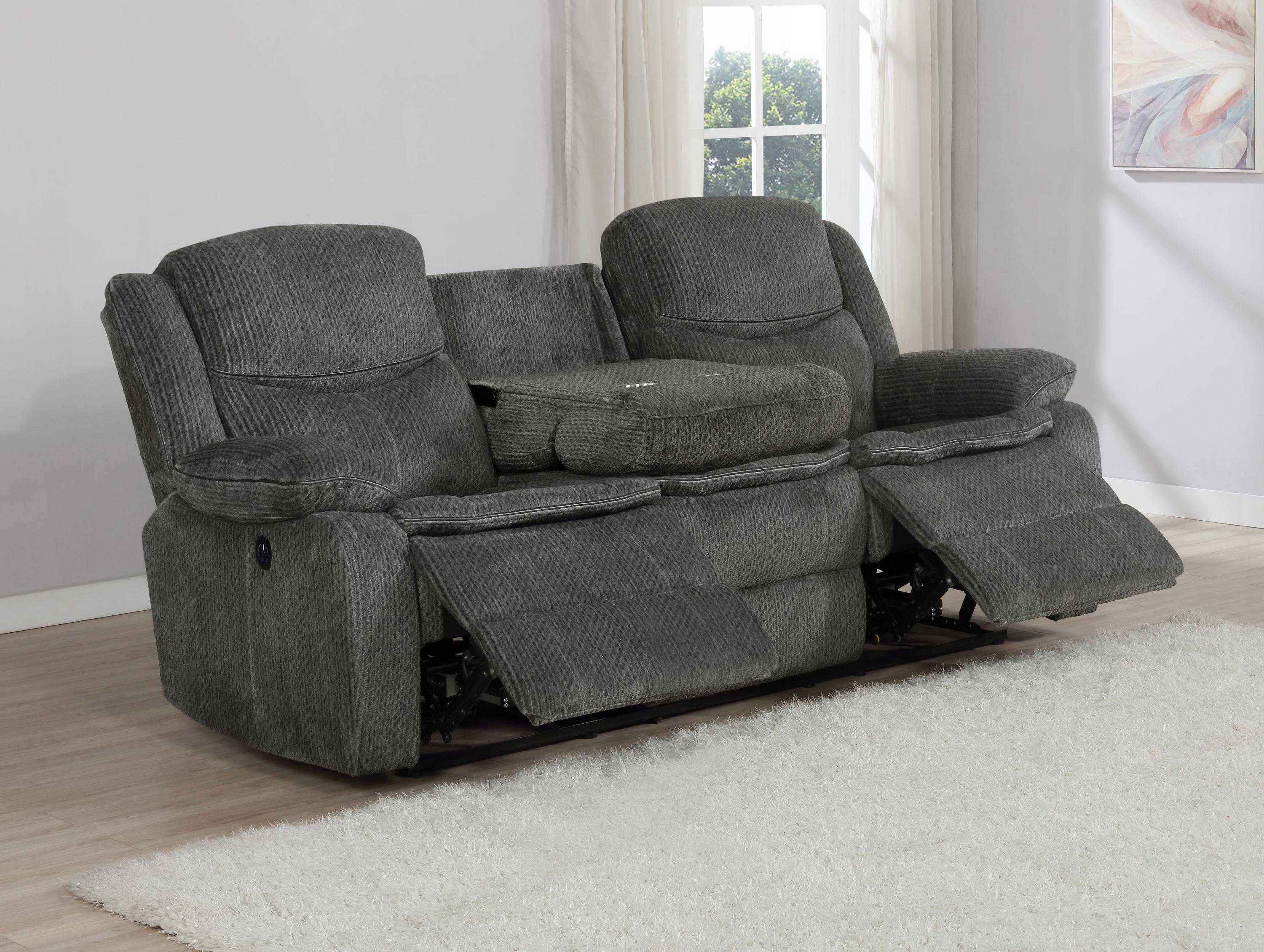 

    
 Photo  Modern Charcoal Chenille Power Sofa Set 2pcs Coaster 610254P-S2 Jennings
