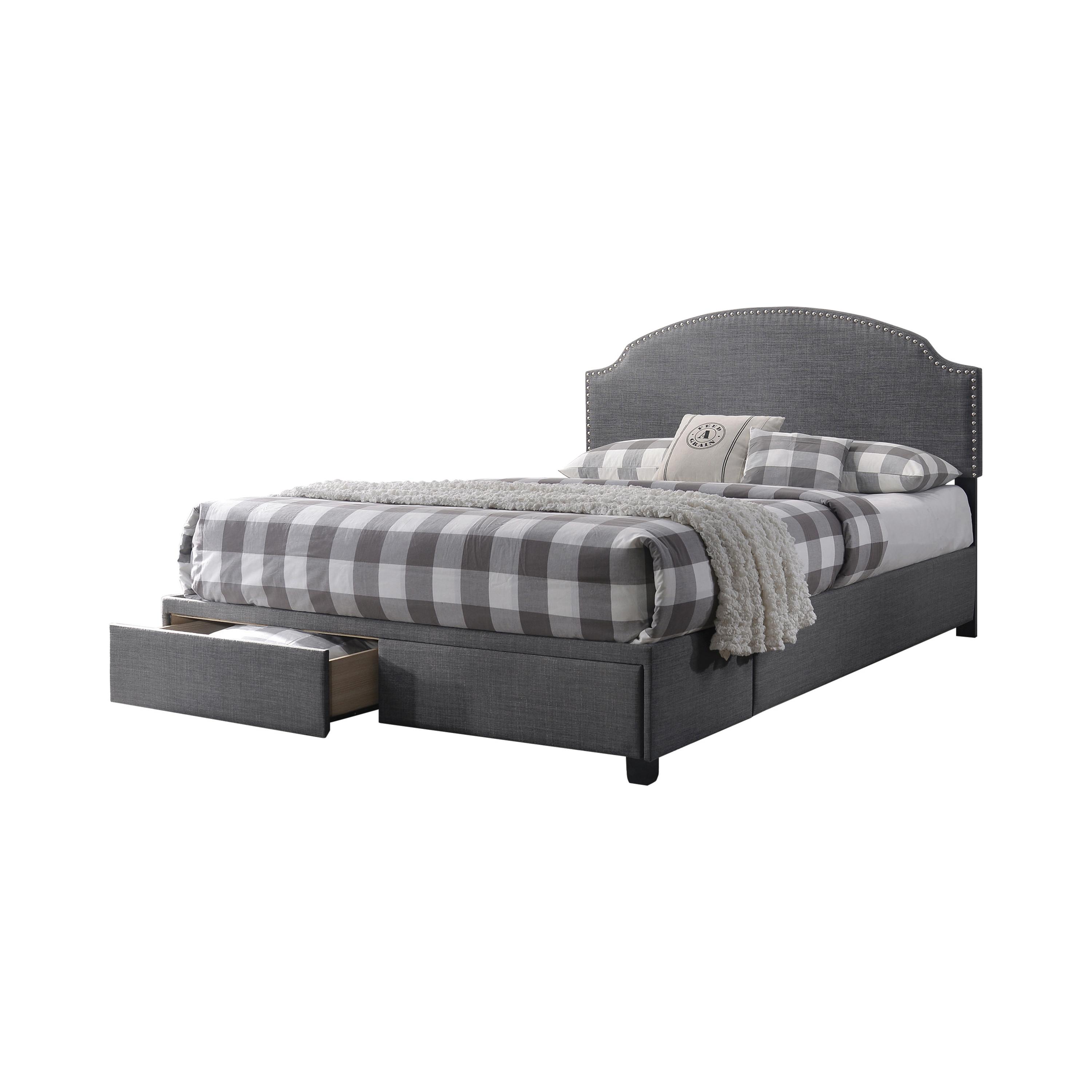 

    
Modern Charcoal Fabric & Asian Hardwood Queen Bed Coaster 305895Q Niland
