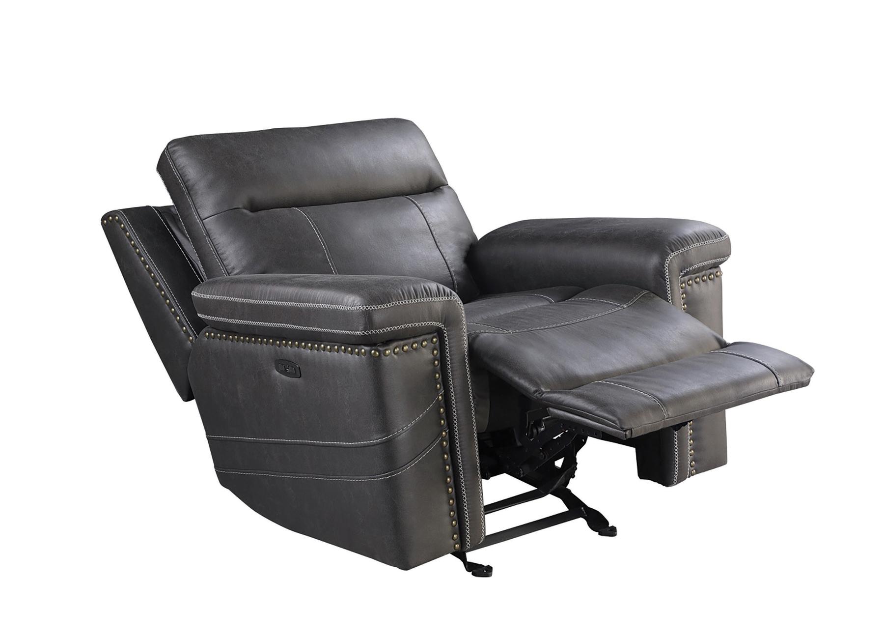 

                    
Coaster 603516PP Wixom Power recliner Charcoal Faux Suede Purchase 
