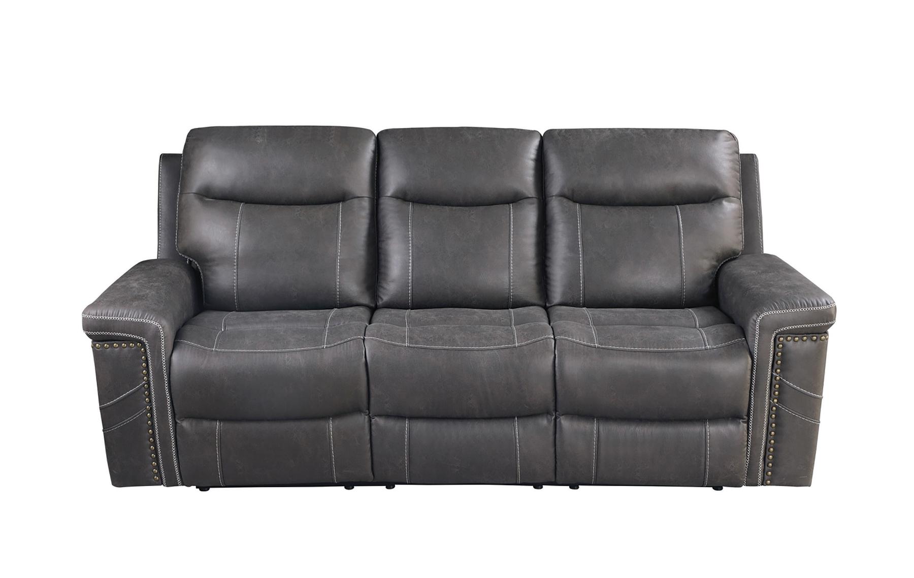

    
Modern Charcoal Faux Suede Power Reclining Sofa Coaster 603514PP Wixom
