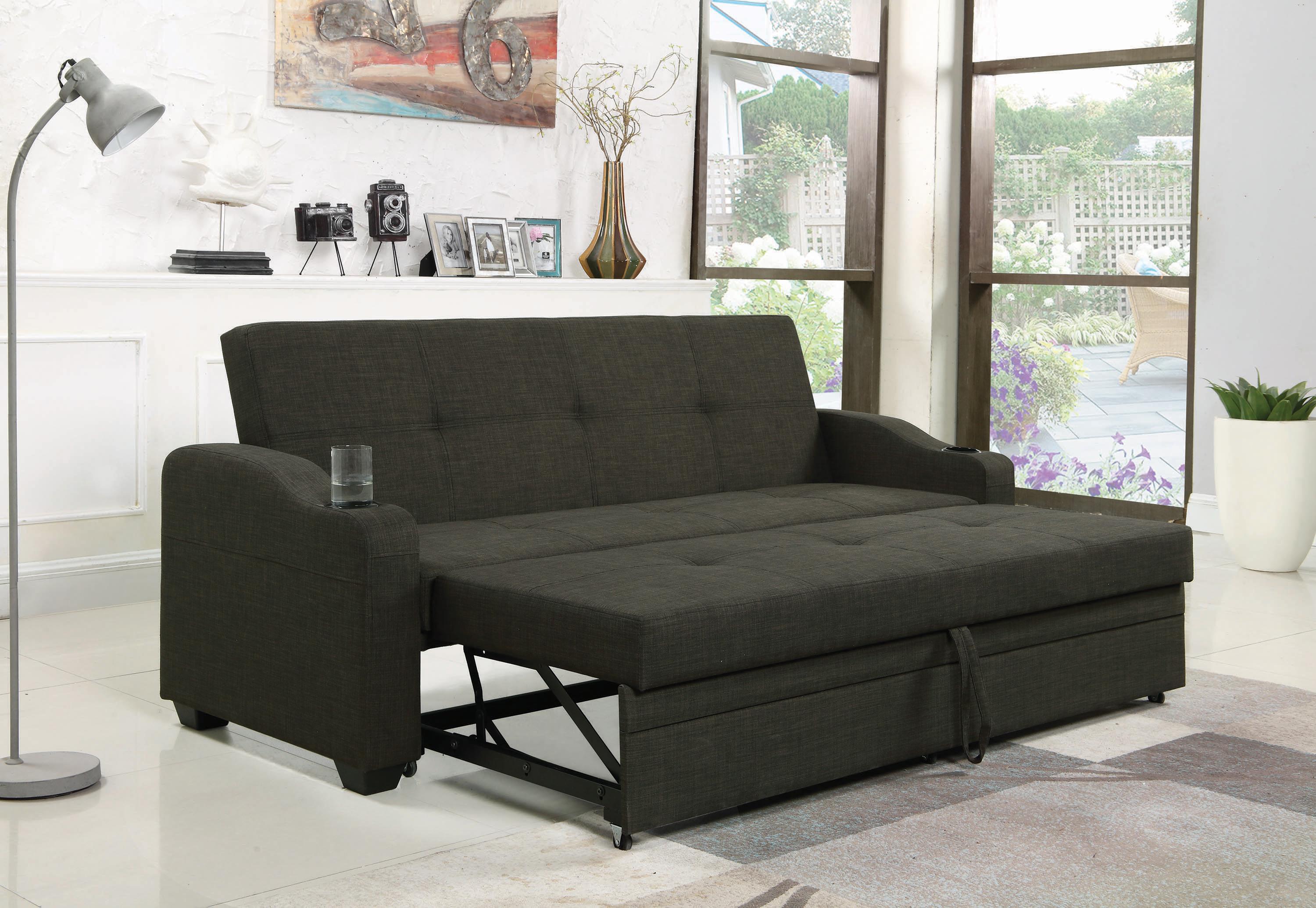 

    
 Order  Modern Charcoal Gray Textured Fabric Sofa Bed Coaster 360063 Miller
