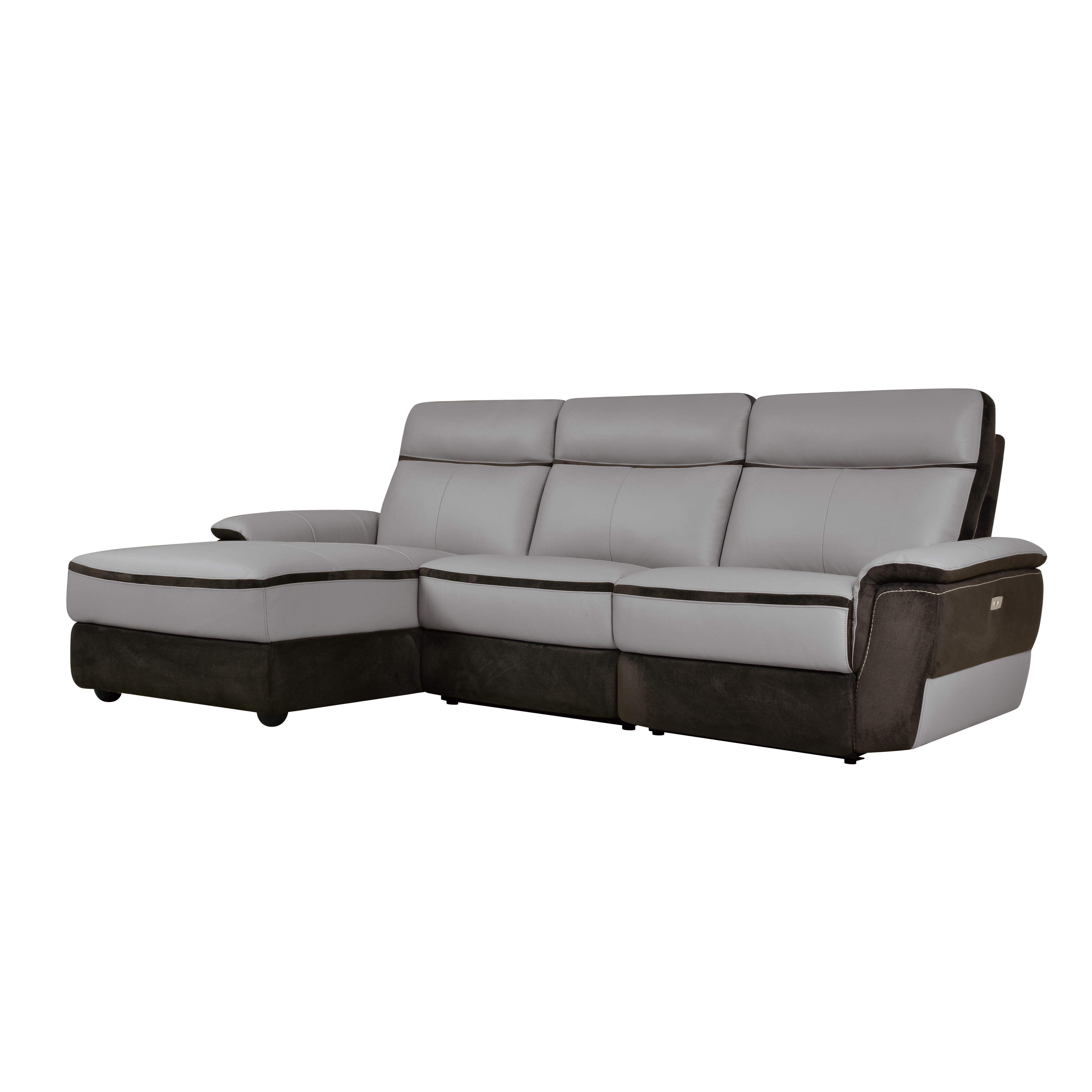 

    
Modern Charcoal Leather 3-Piece LSF Power Reclining Sectional Homelegance 8318*35LRR Laertes
